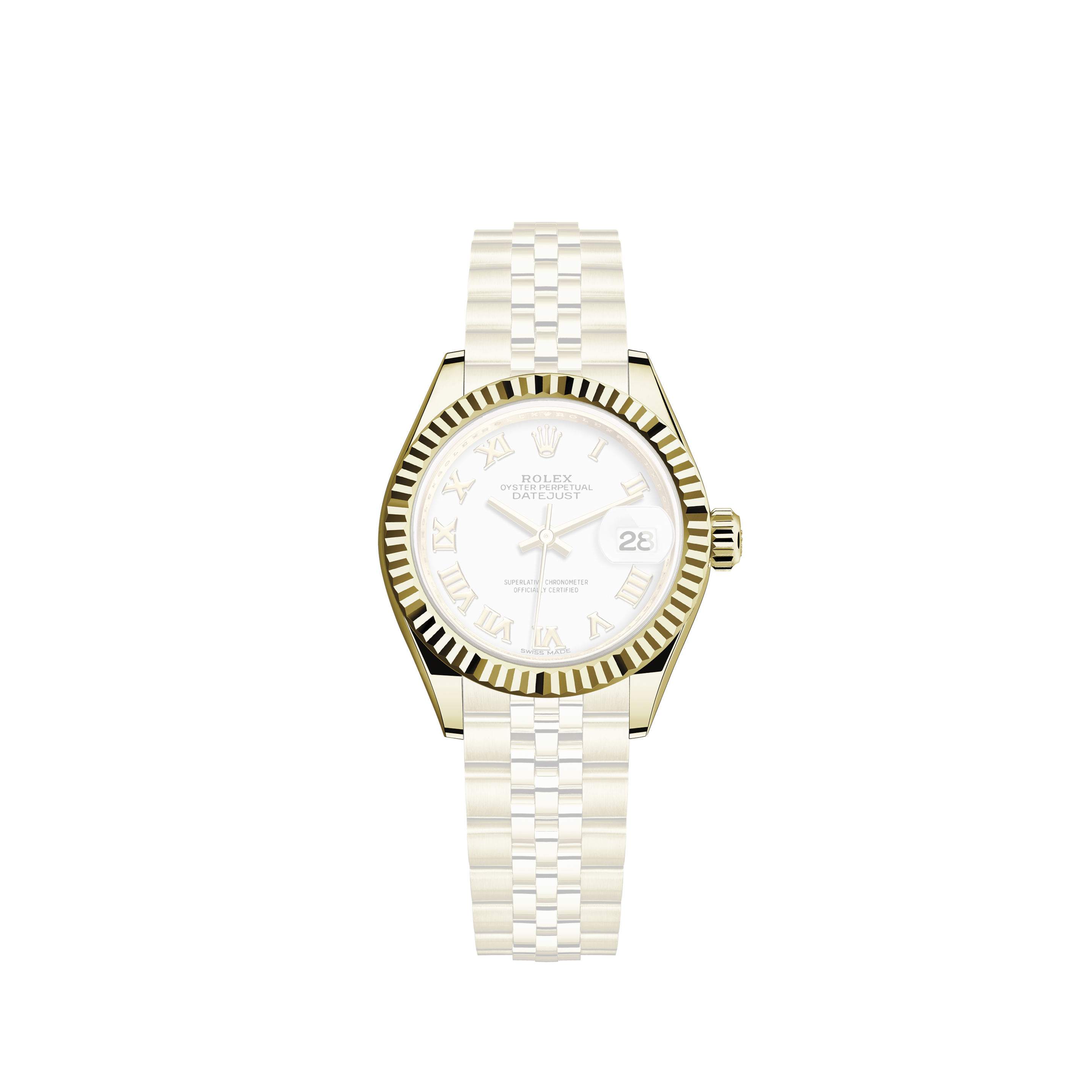 Rolex 36mm Datejust White Mother Of Pearl Dial with Roman Numeral Track Two Tone Diamond Watch