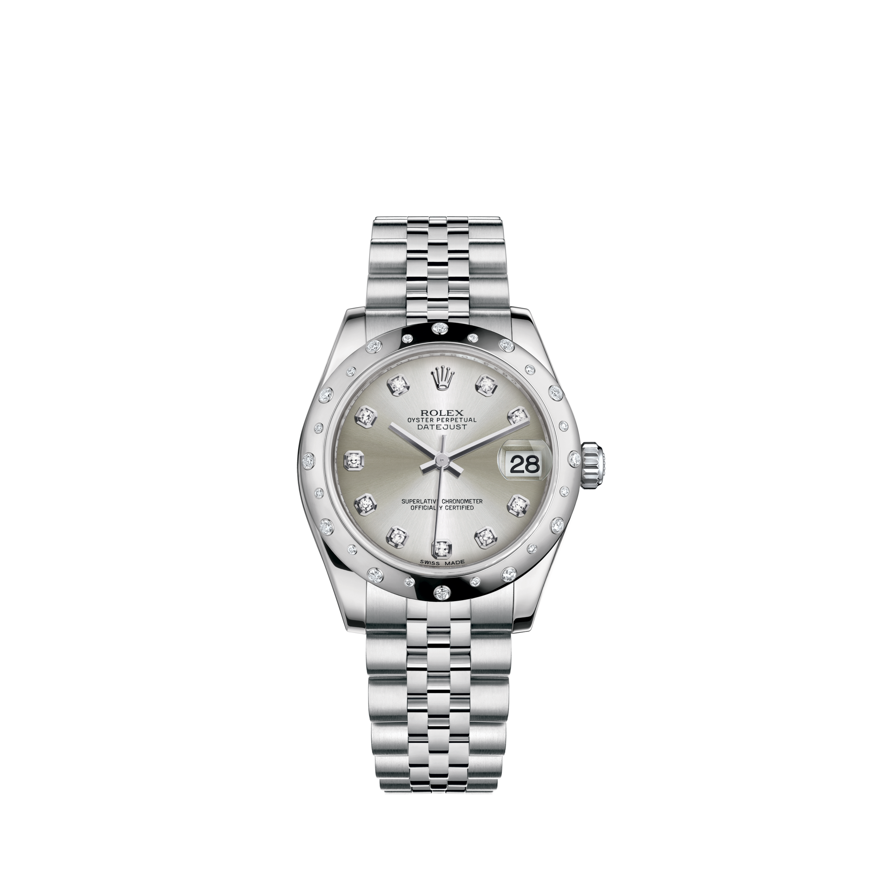 Rolex Datejust 26mm Diamond Bezel/Lugs/Grey String Diamond Dial Jubilee Watch