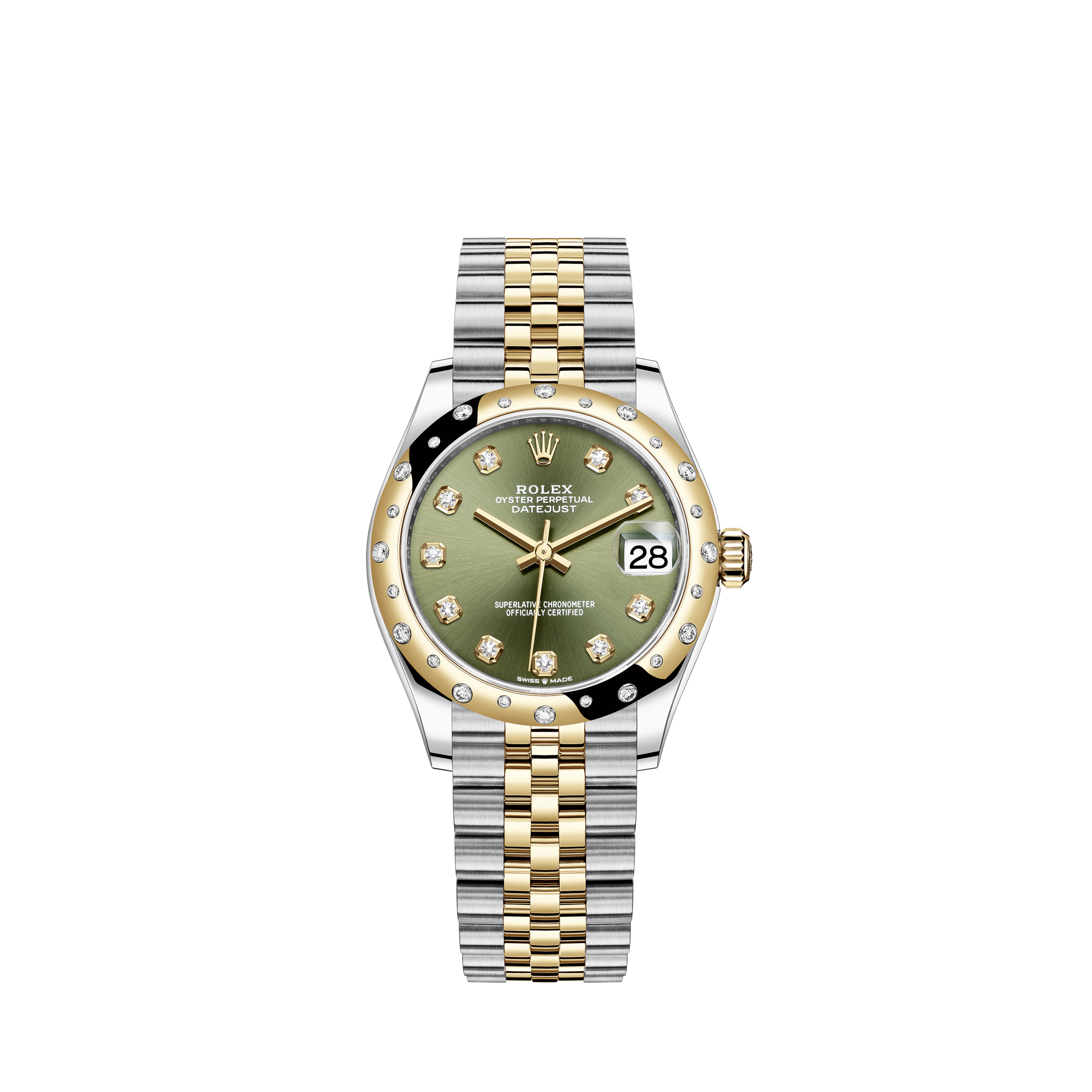 Rolex 31mm Presidential 18kt Gold Blue Tahitain MOP Mother Of Pearl Diamond Dial RT Flutted Bezel 68278