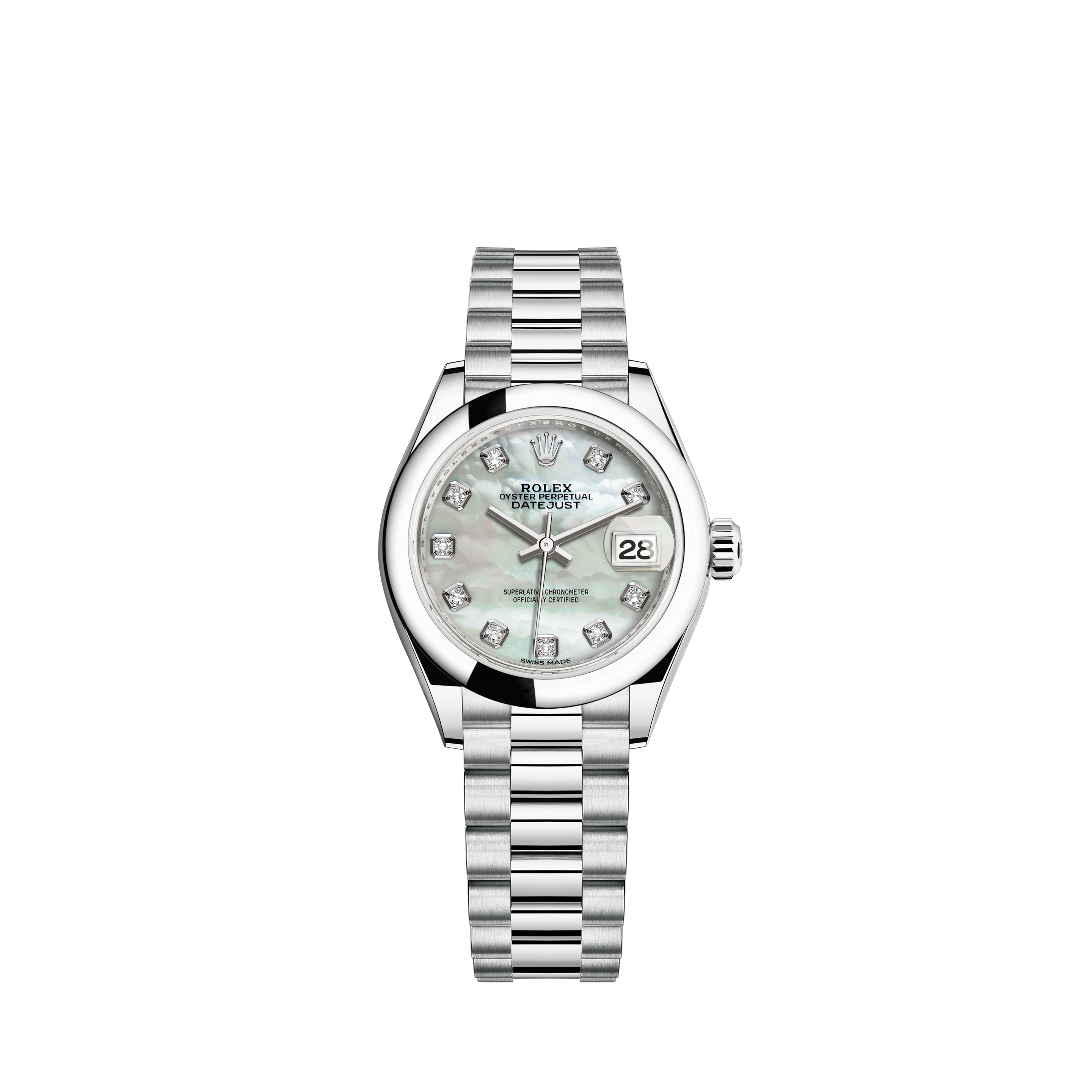 Rolex Ladies Datejust 18k White Gold Sapphire Diamond & Steel Watch + Rolex Band