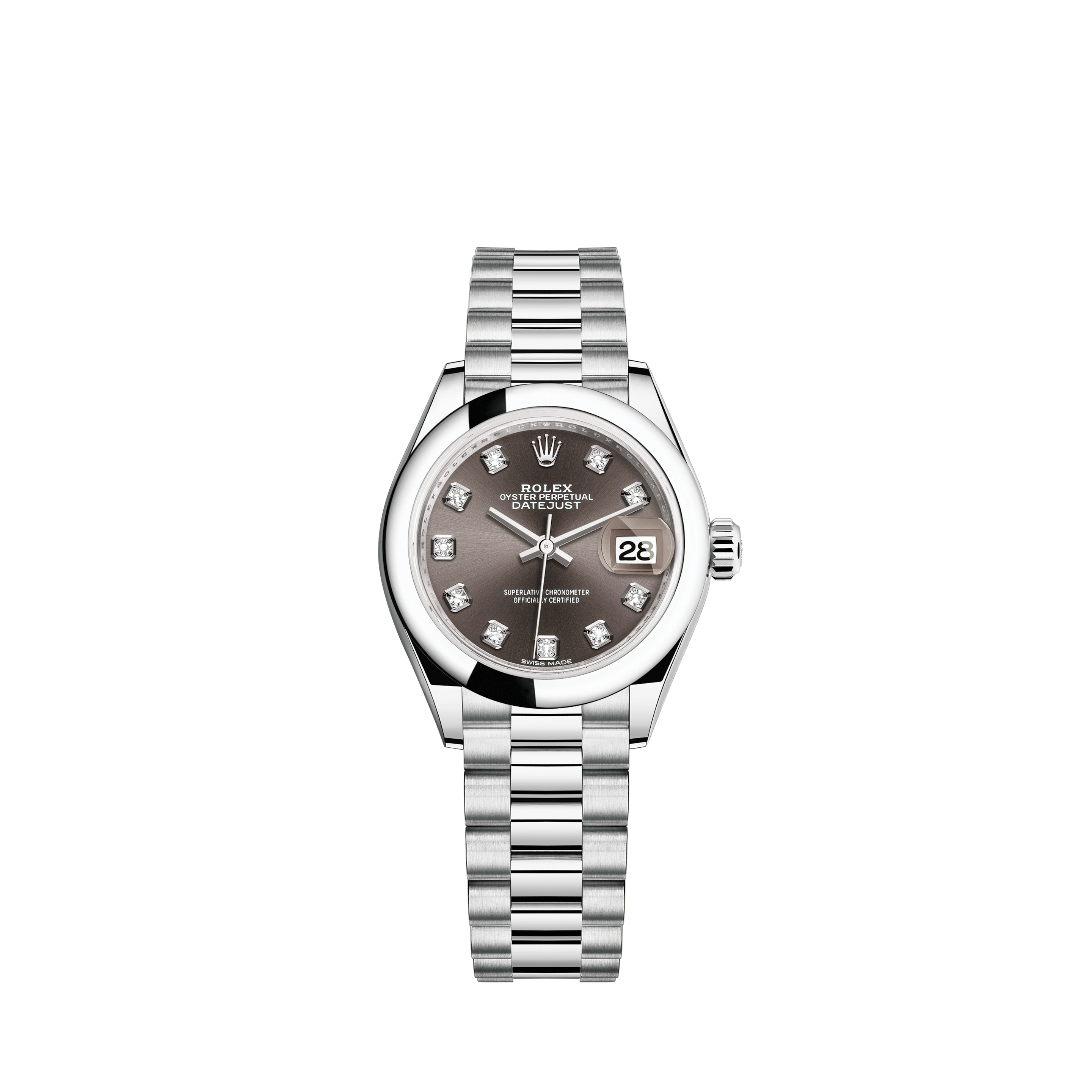 Rolex Women's Datejust Midsize Two Tone Fluted Silver Index Dial