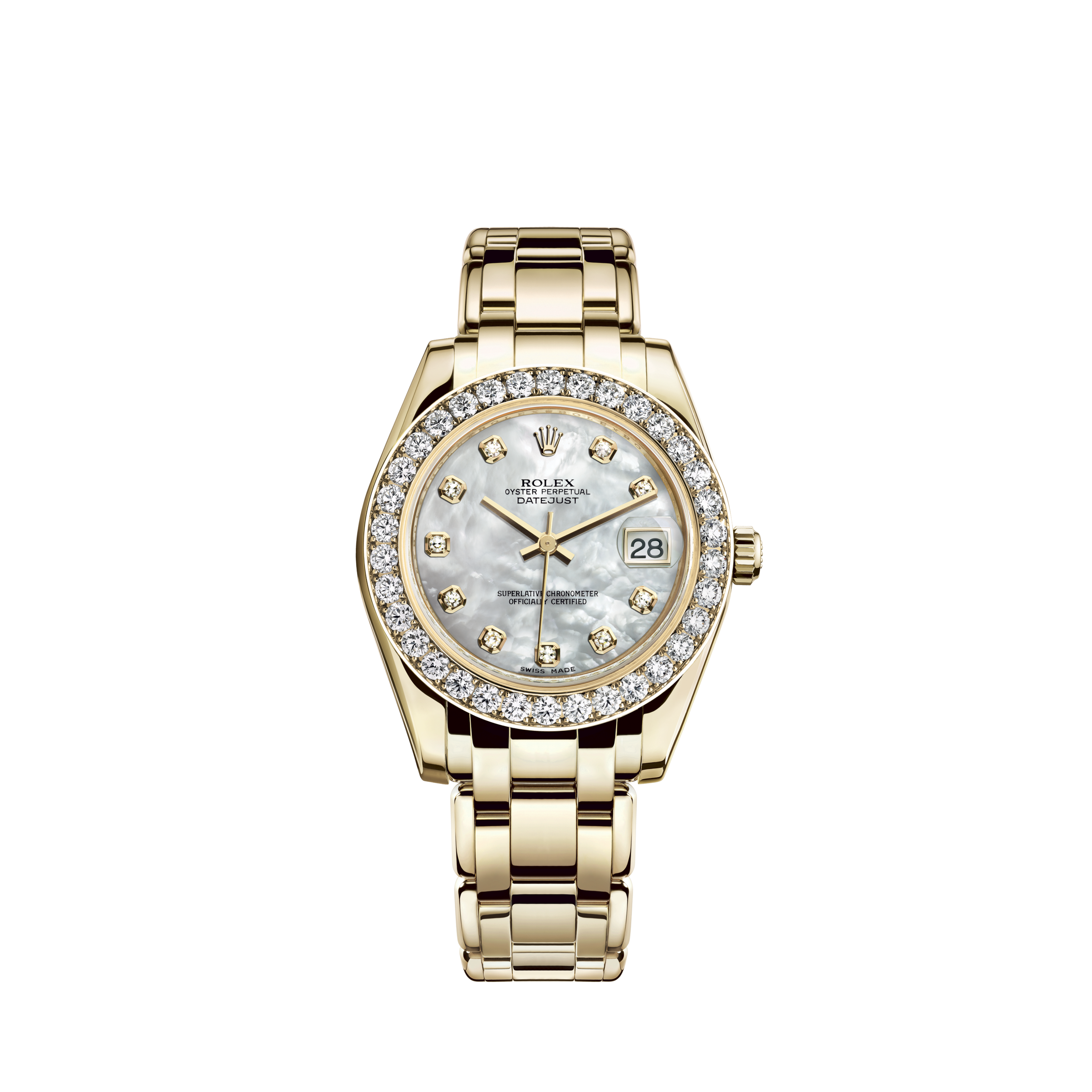 Rolex Women's Rolex Black Pearl String 31mm Datejust S/S Oyster Perpetual Diamond Side + Bezel & Lugs