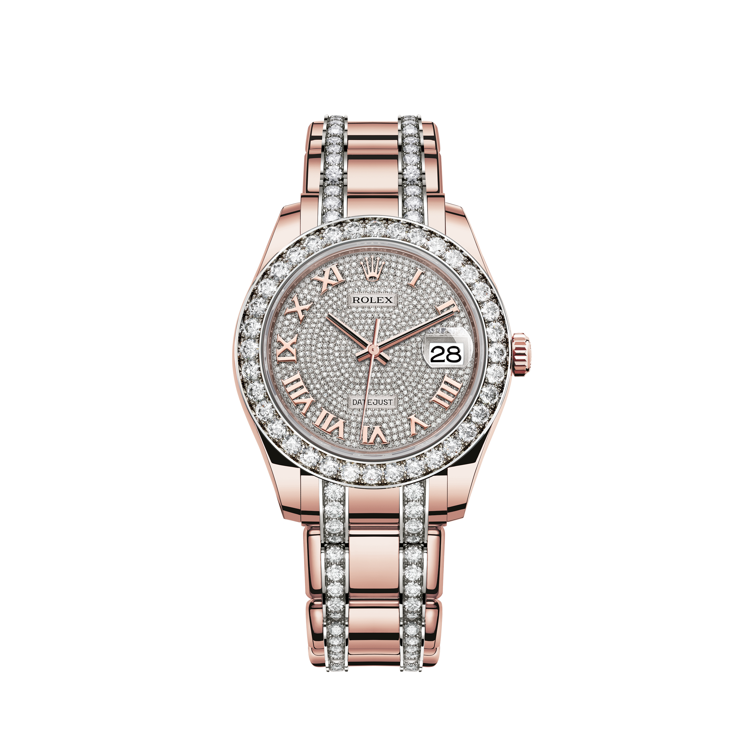 Rolex Women's New Style Two-Tone Datejust with Custom Fluted Bezel and Green Diamond Dial on Oyster Band