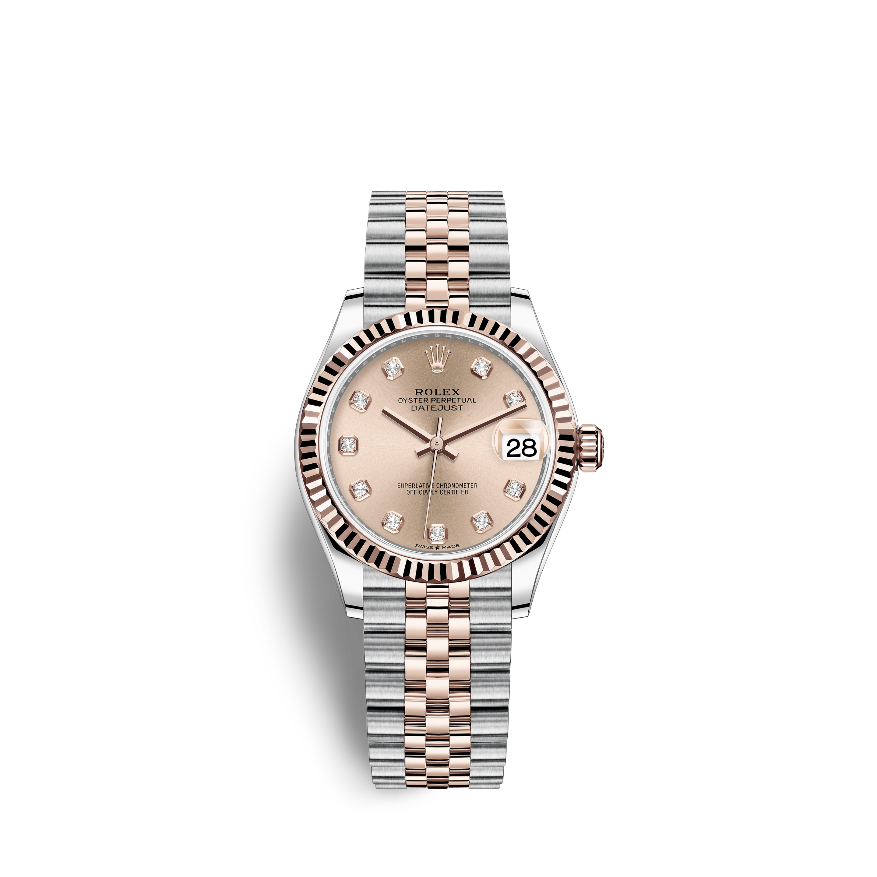 silver and rose gold women's rolex