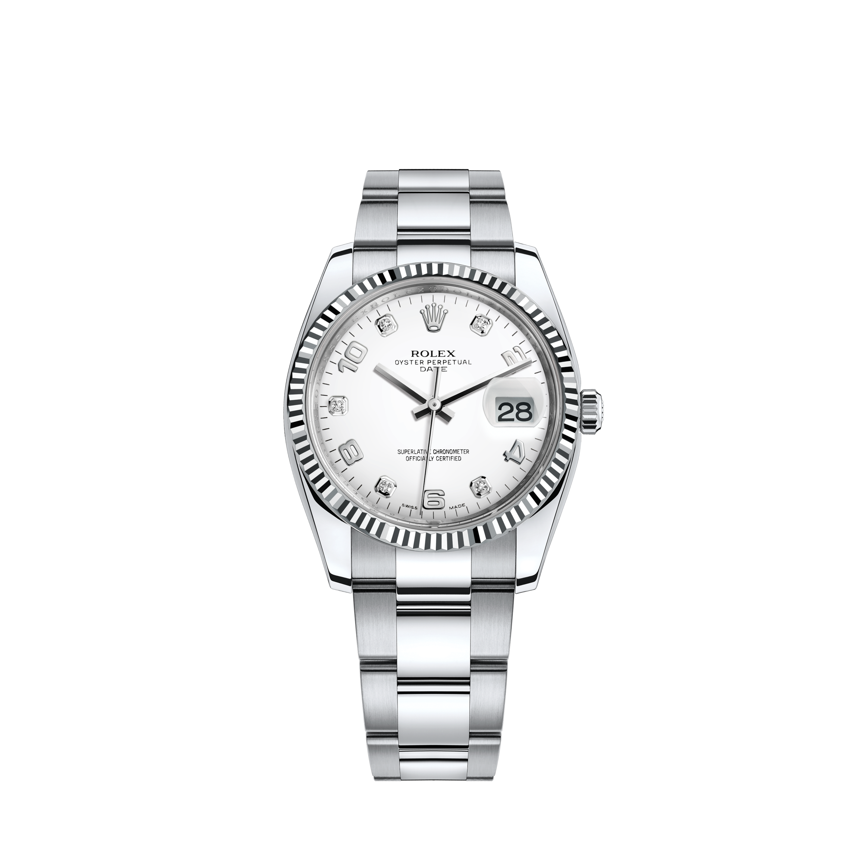 Rolex Date 34 Watch: White Rolesor 