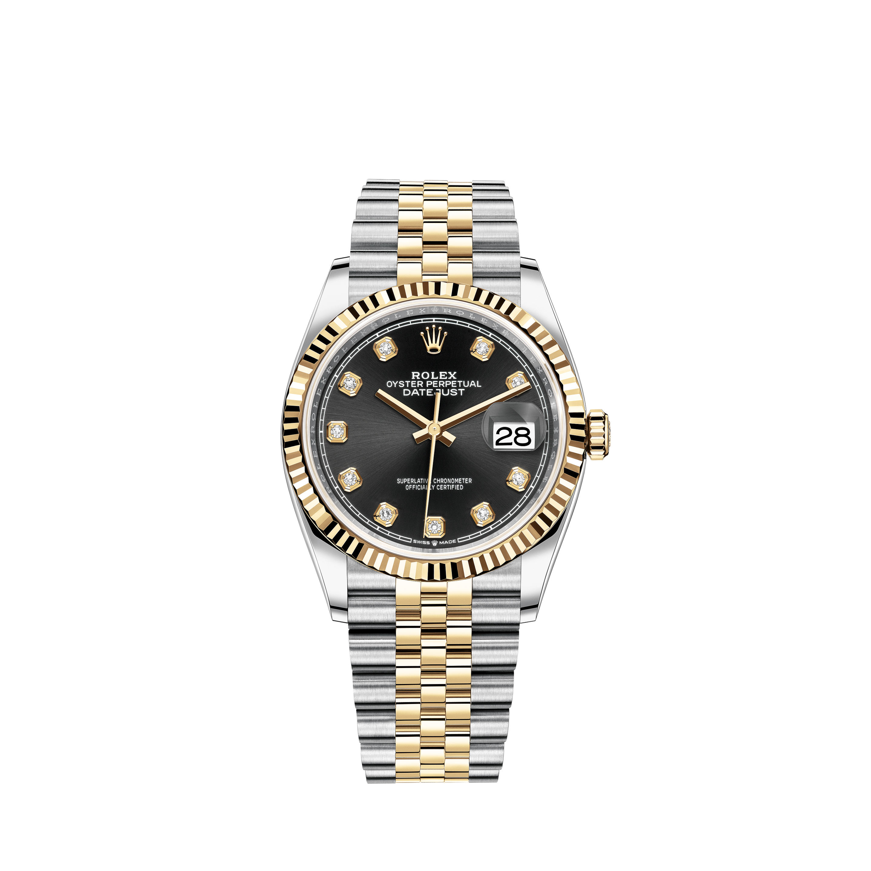 Rolex 31mm Presidential 18kt Gold Champagne Gold String Diamond Accent Dial Lugs 68278Rolex 31mm Presidential 18kt Gold Champagne Jubilee Roman Numeral Dial Diamond Bezel 68278