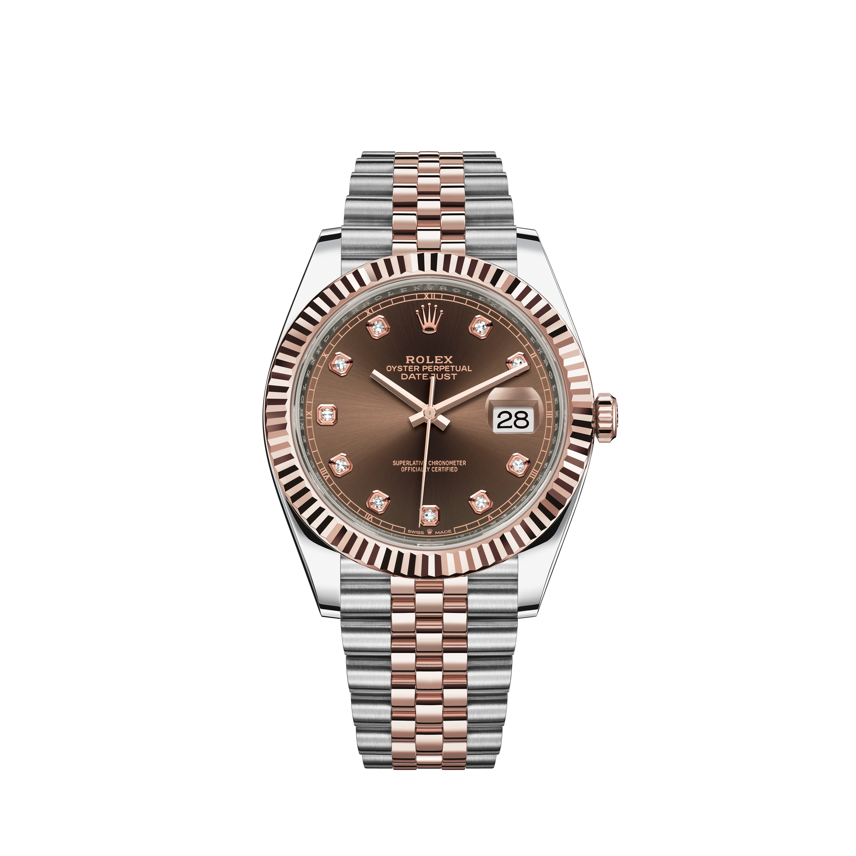 Rolex 126331 Datejust II Two Tone 41mm Rose Diamond Dial Watch