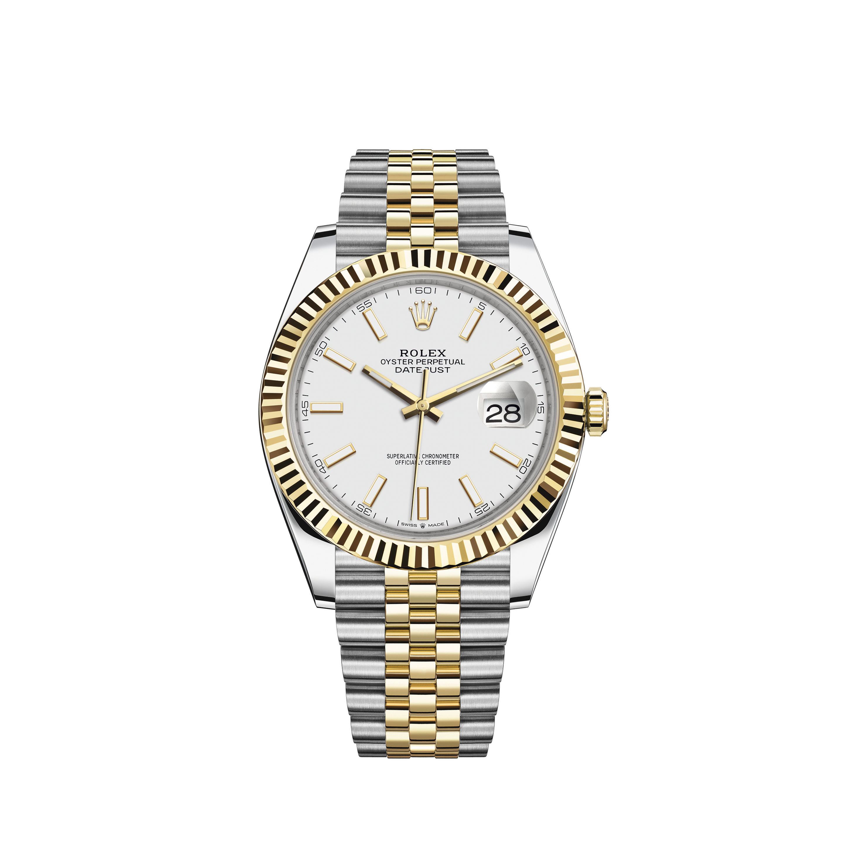Rolex Lady-Datejust 28mm Yellow Gold Champagne Roman Dial & Fluted Bezel 279178
