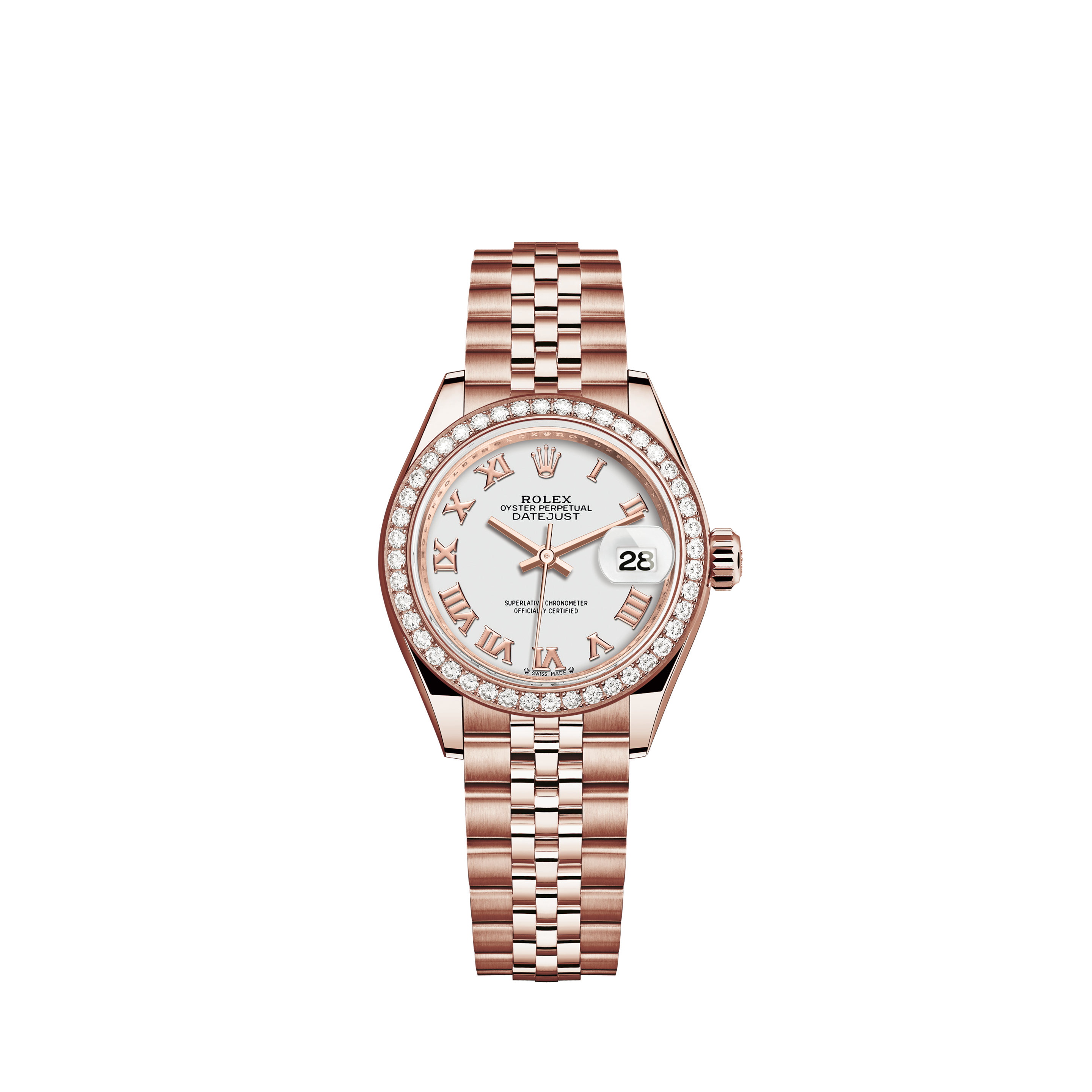 Rolex 31mm Presidential 18kt Gold Pink String Diamond Dial with Vintage Style Marker Diamond Bezel 68276