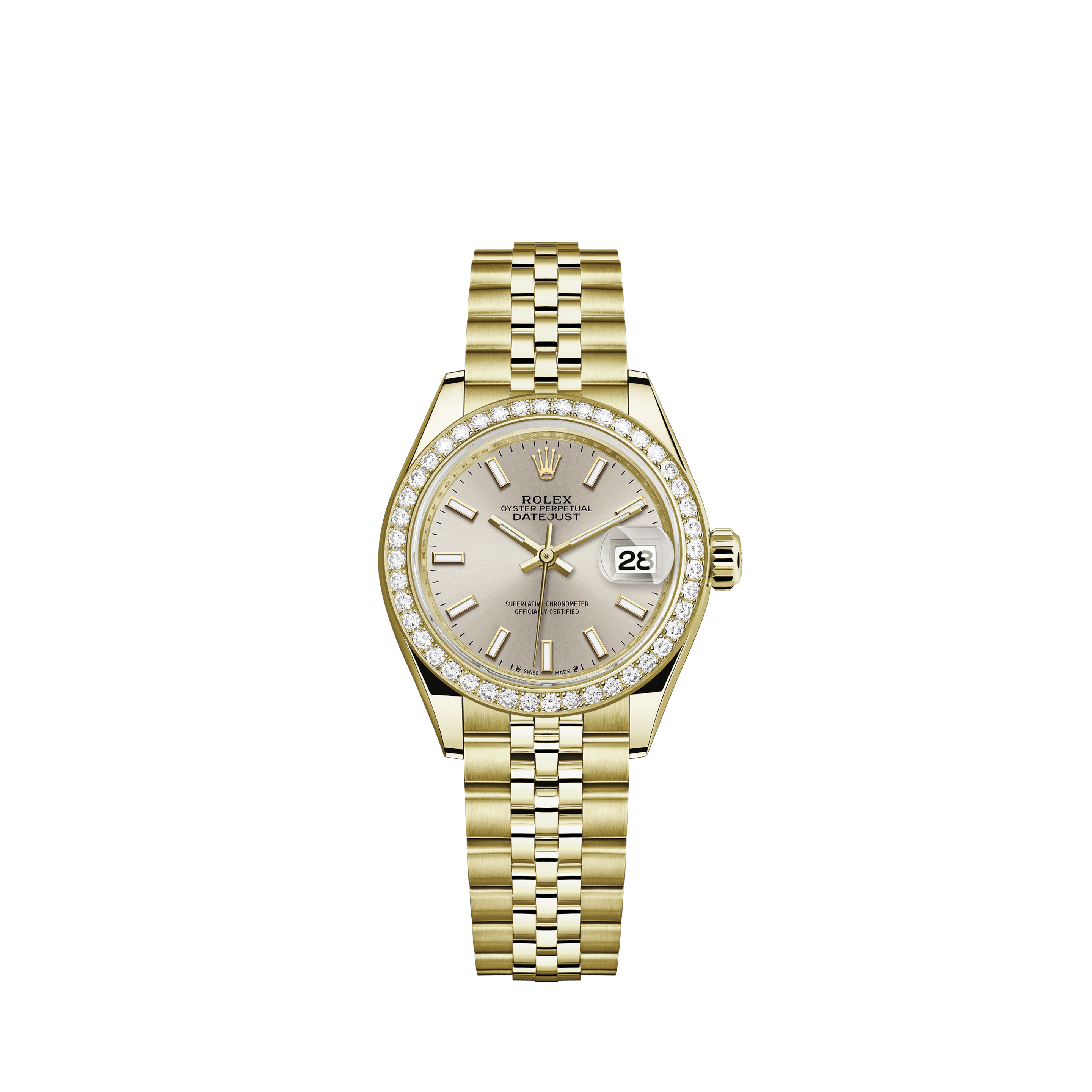 Rolex 36mm Datejust Pink Mother Of Pearl Dial with a Track Fluted Gold Bezel Diamond Lugs