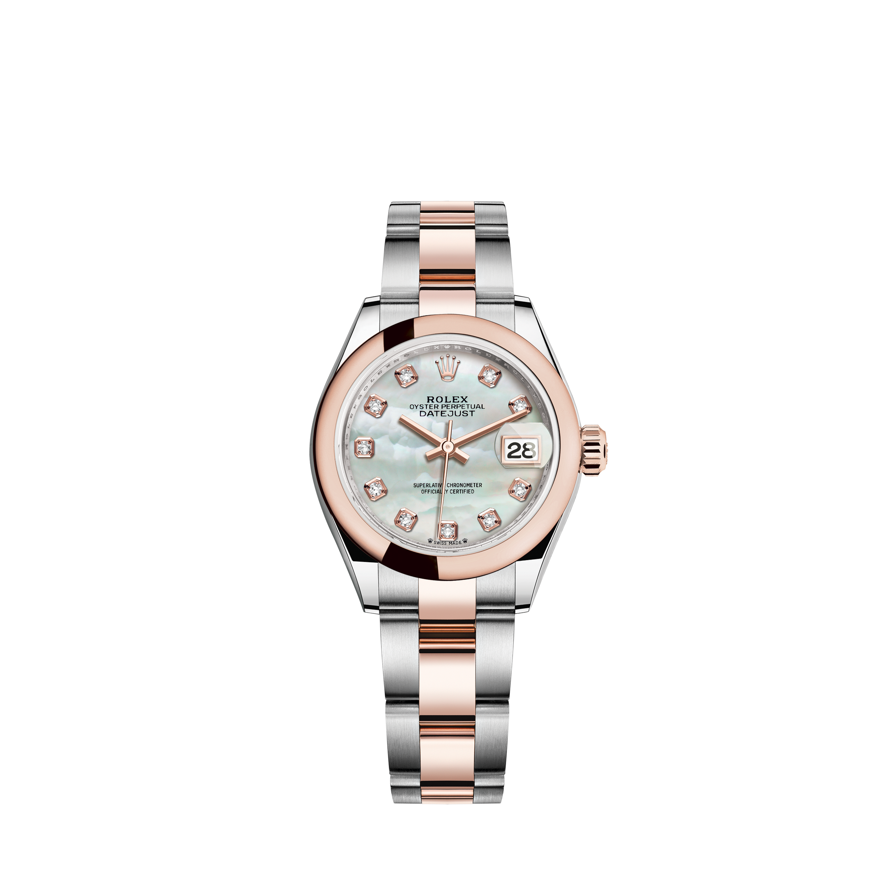 Rolex Ladies Rolex White Pearl String 26mm Datejust S/S Oyster Perpetual Diamond Side + Bezel & Lugs