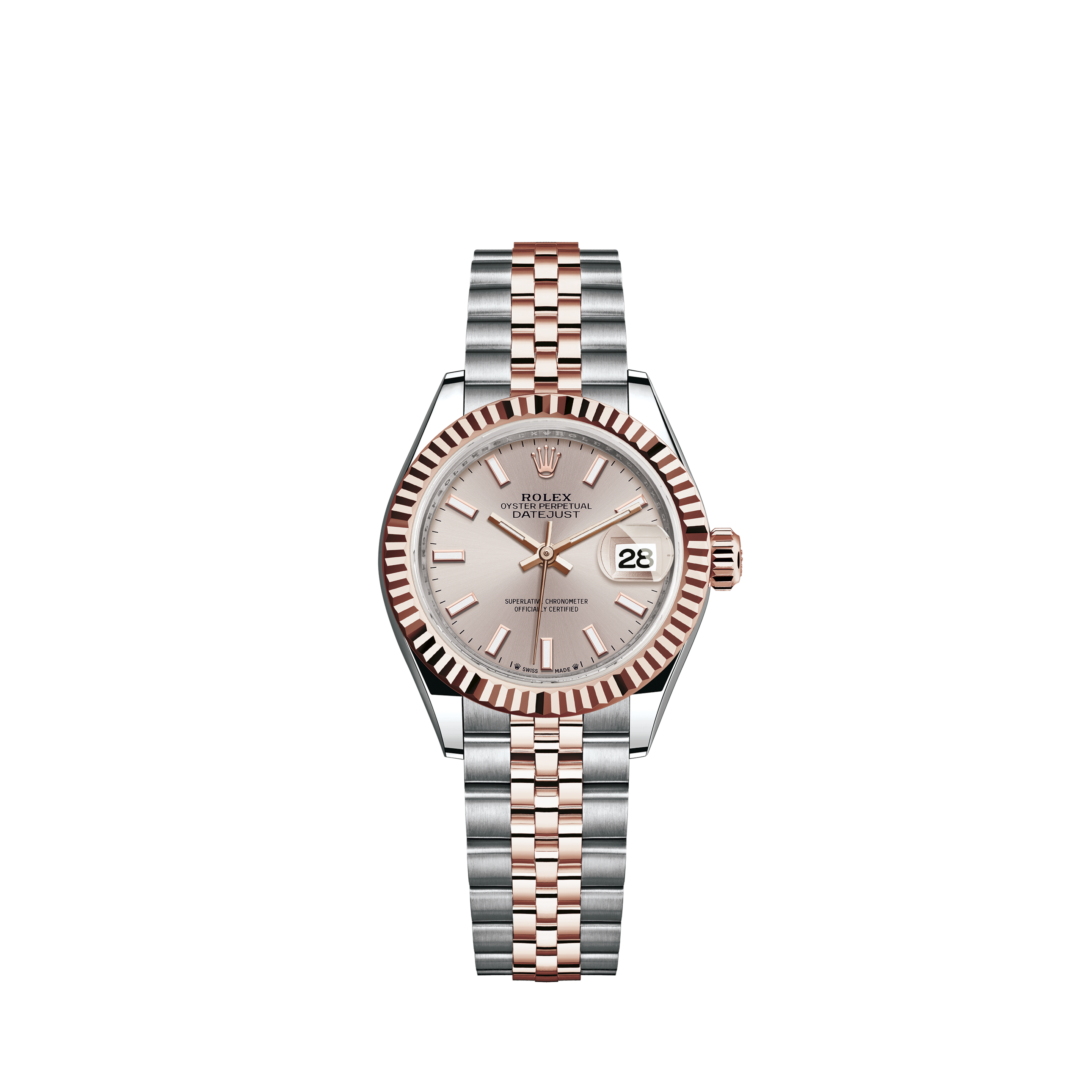 rolex lady datejust 28 oystersteel and everose gold