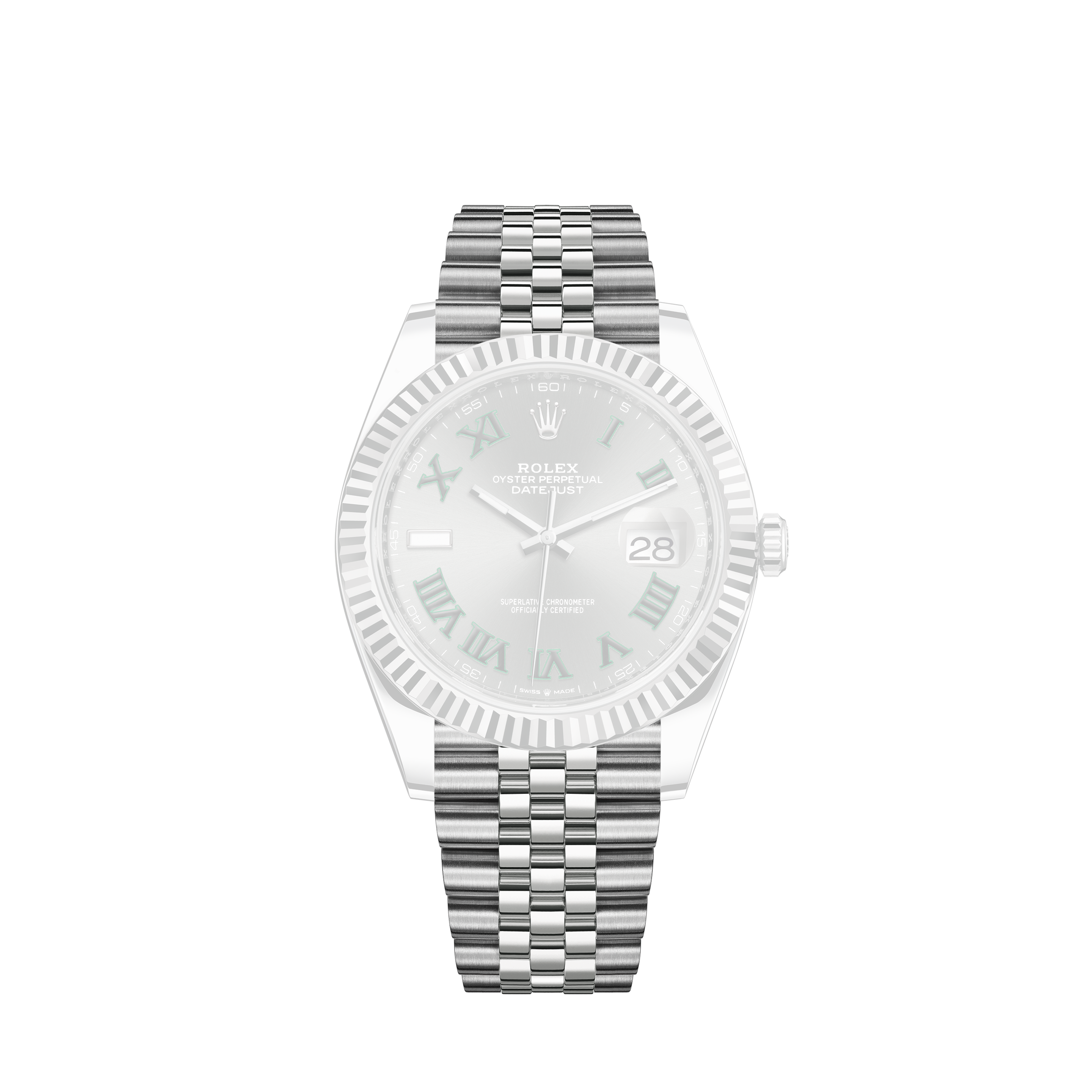 Rolex New Style Datejust Stainless Steel Custom Diamond Bezel and Silver Diamond Dial on Jubilee Bracelet