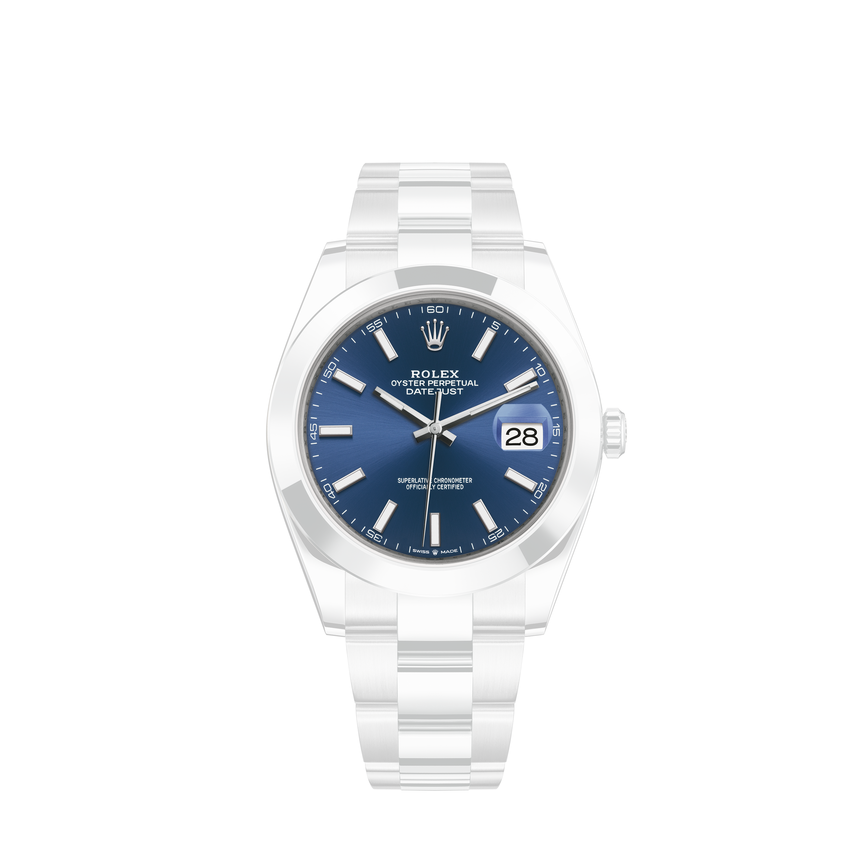 rolex datejust 41 blue dial stainless steel men's watch