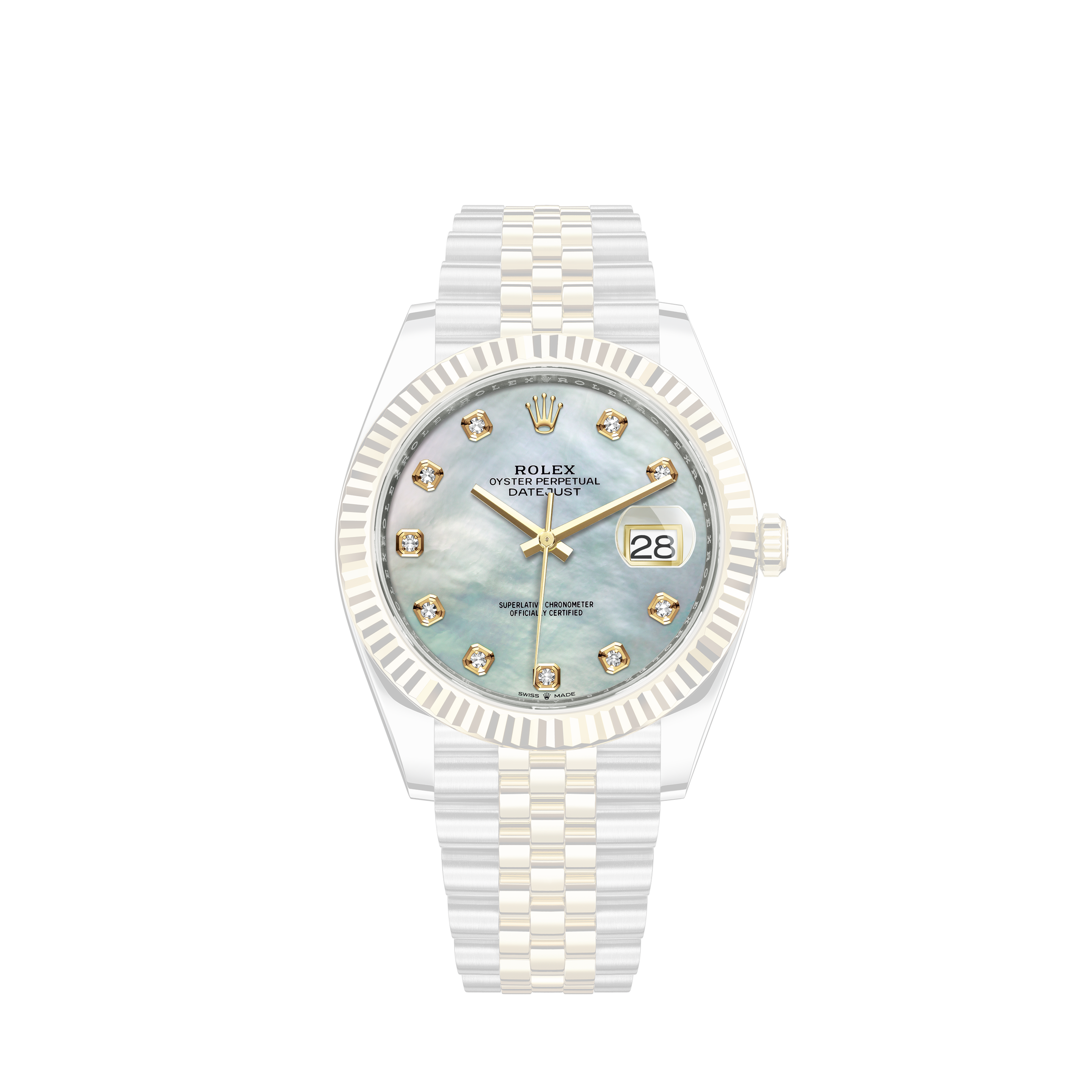 Rolex Mens Rolex Datejust Silver Roman 18k White Gold & Steel Watch 16014