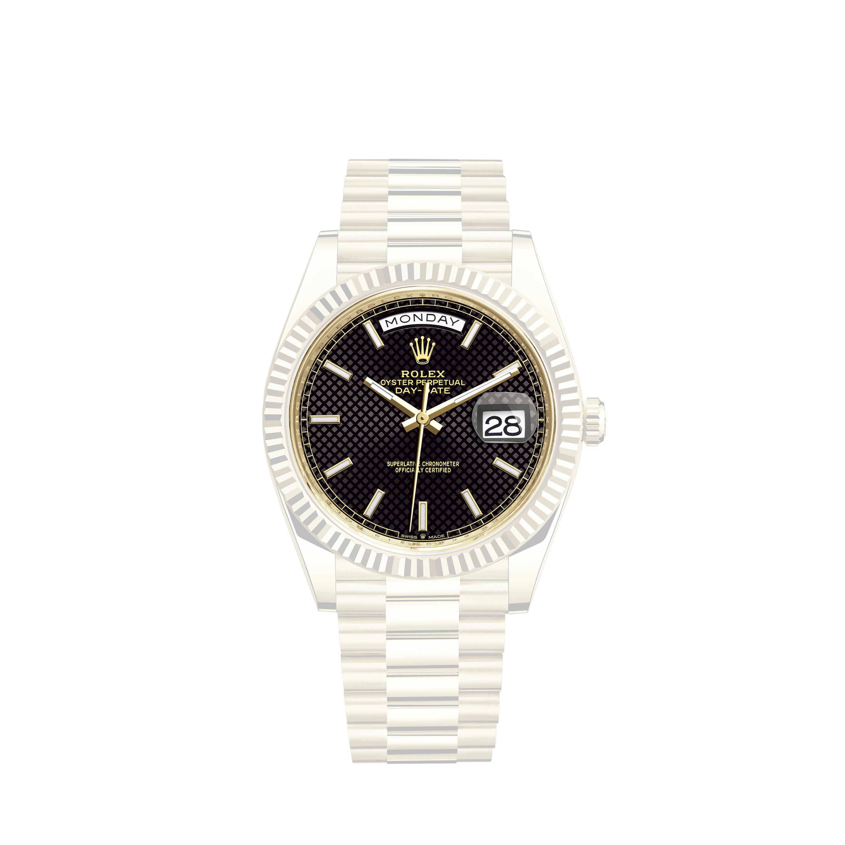 Rolex White Gold President Midsize Custom Bezel and Dial on President Bracelet P68279MOPDD