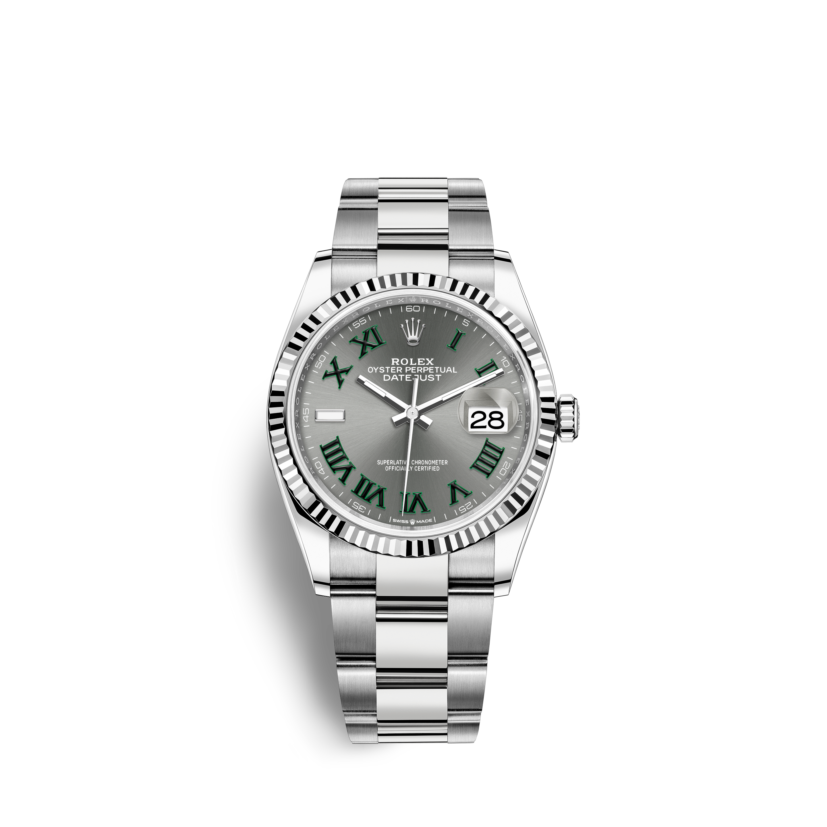 Rolex Datejust II Black Roman Dial Oyster Bracelet Steel 41mmRolex Datejust II Black Roman Dial White Gold Fluted Bezel