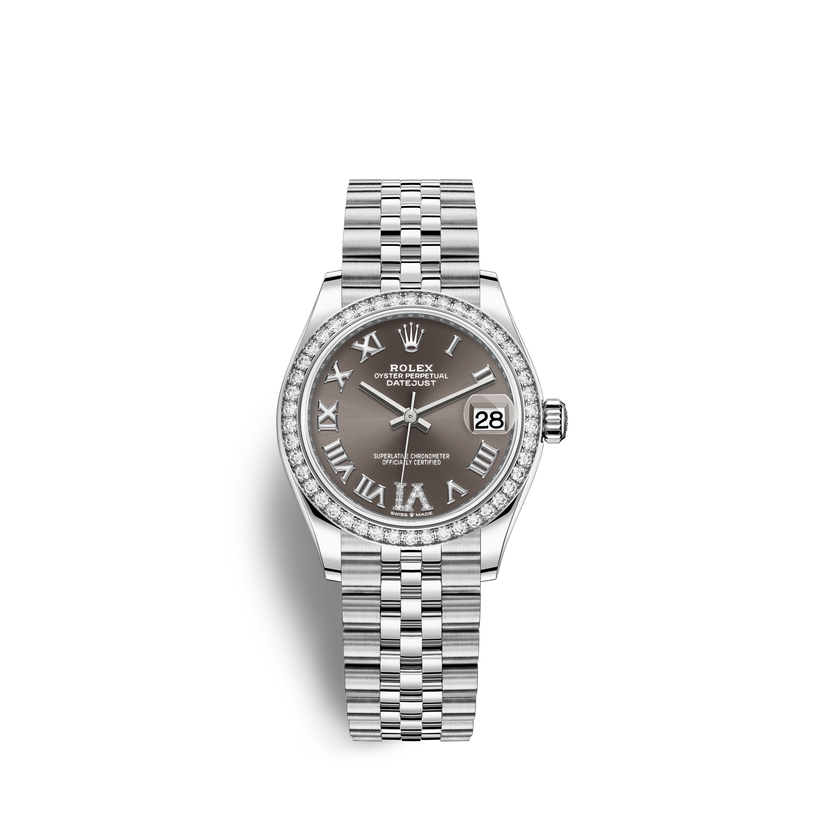 Rolex 2019 Datejust 41 MM Arabic Dial Oyster Band W/h Diamonds