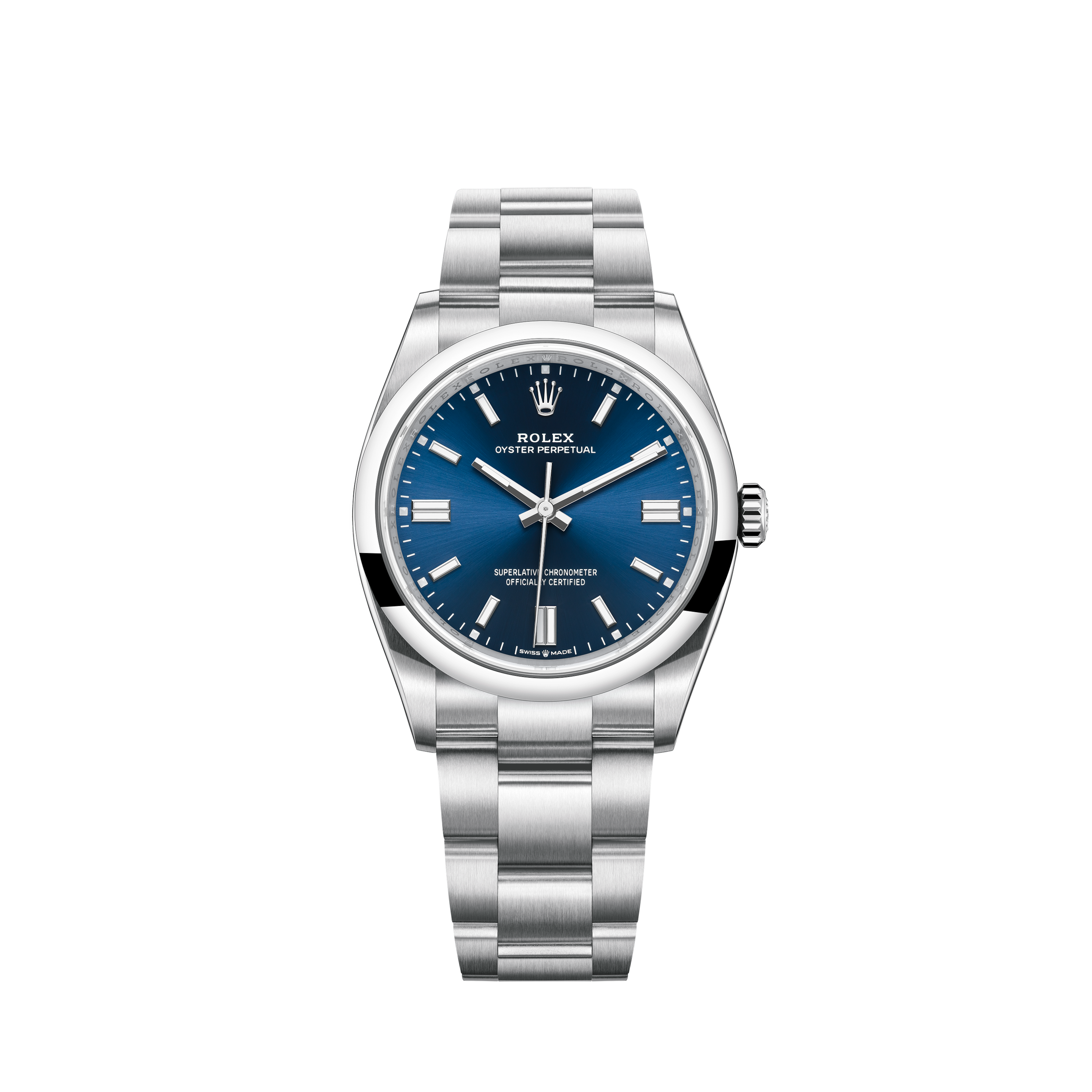 Rolex Blue Pearl 26mm Datejust 18K Bezel & Stainless Steel Diamond Shoulders