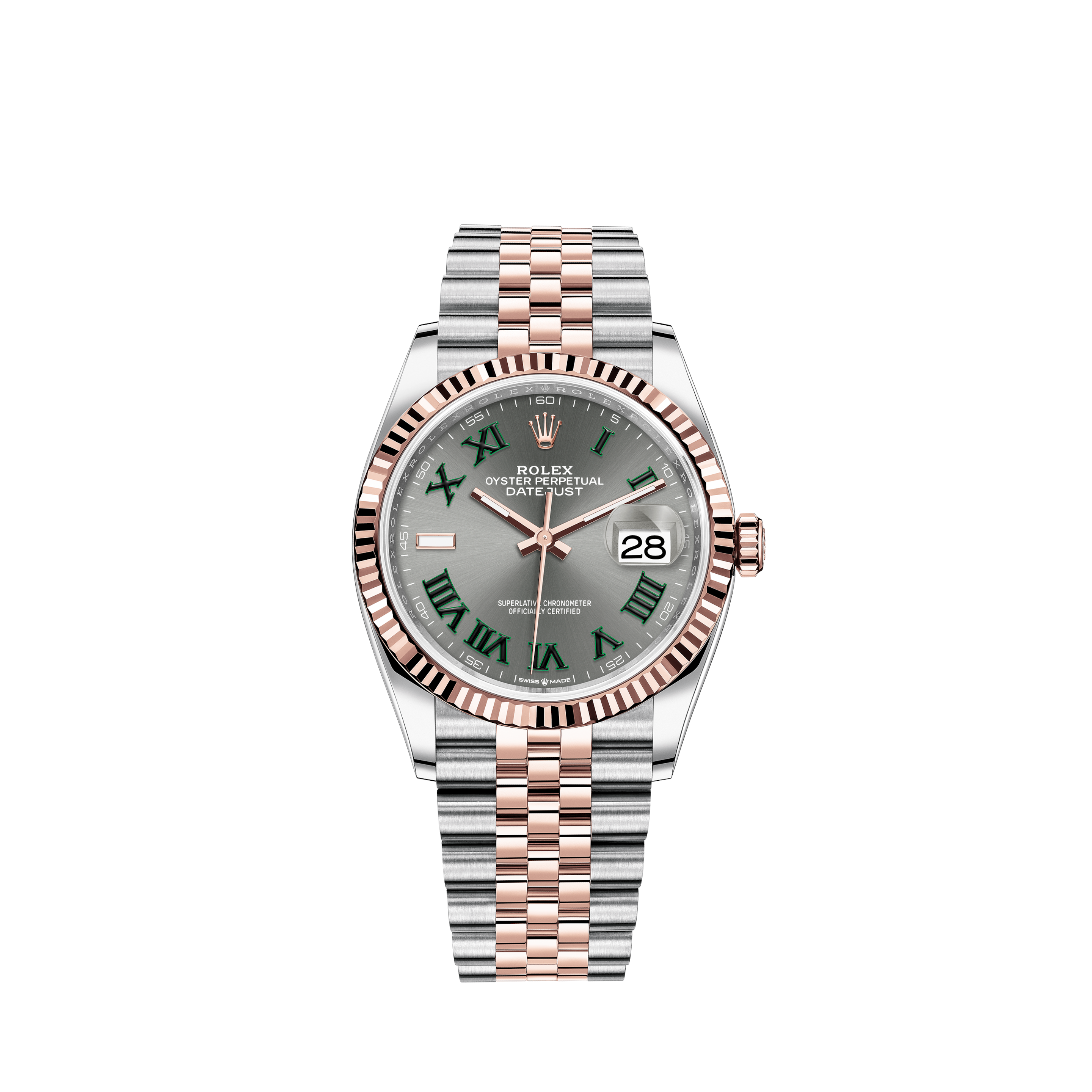 Rolex 36mm Datejust White Dial with Diamond Numbers & Roman Numeral Track Automatic Watch