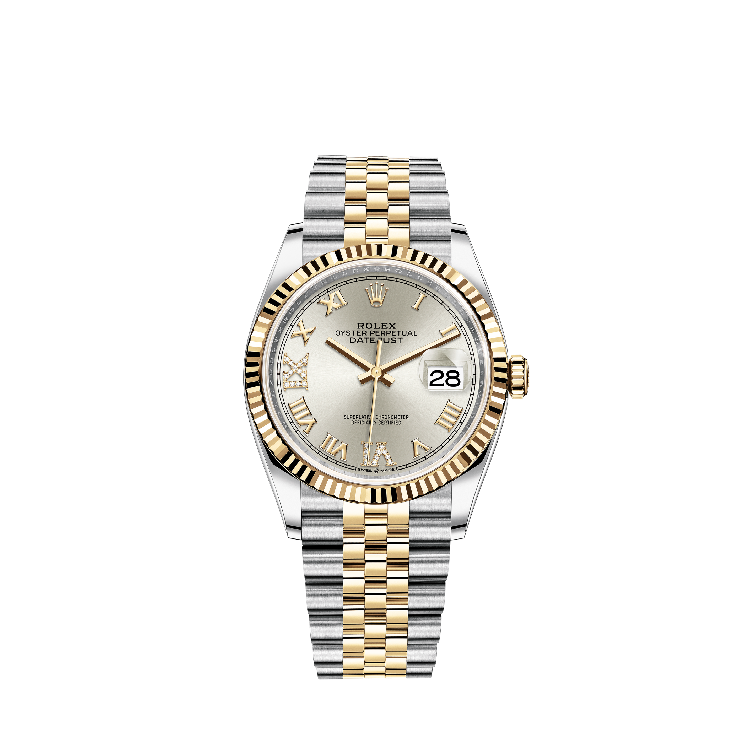 rolex oyster perpetual datejust gold and silver