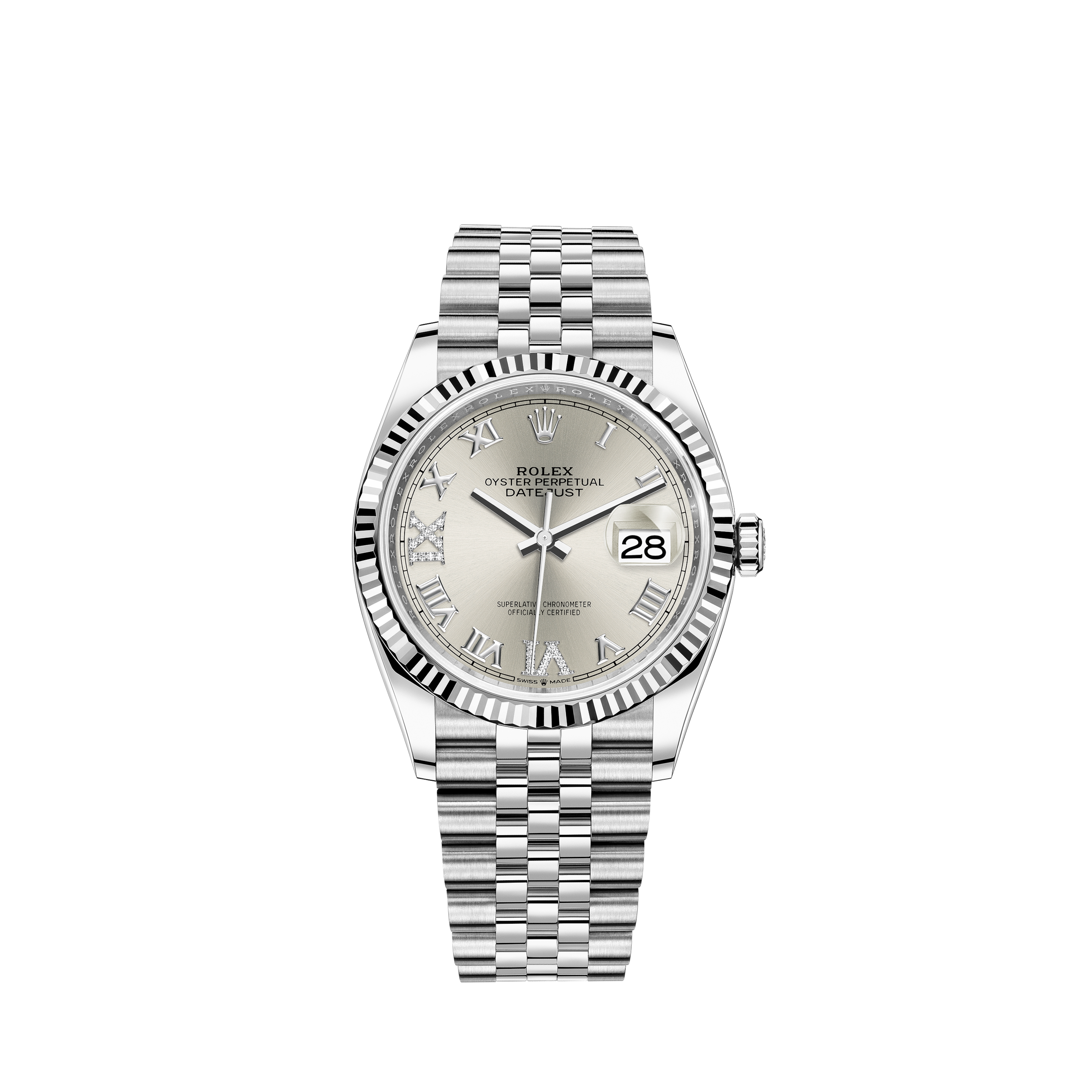 rolex datejust 36 white gold diamond bezel