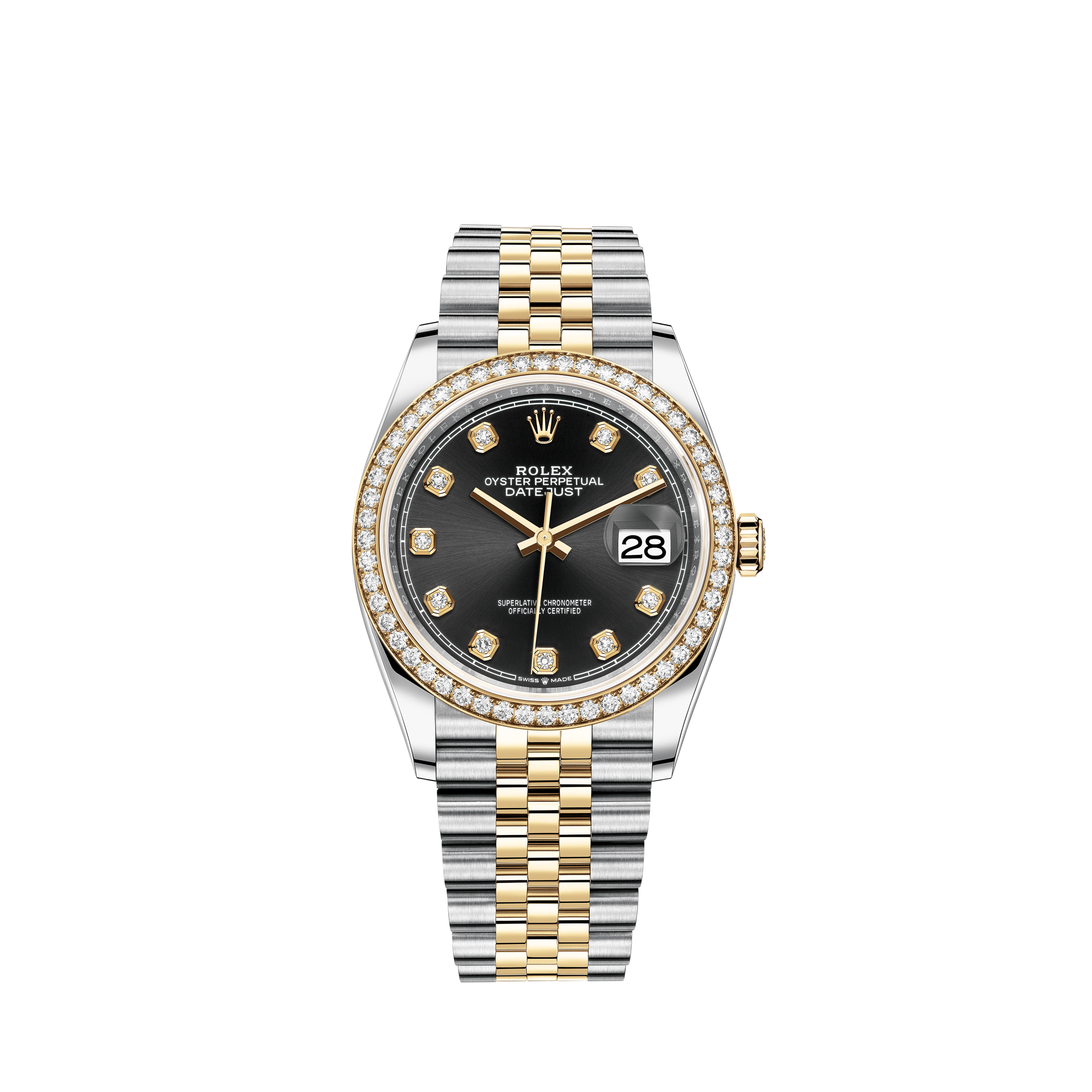 rolex datejust silver and gold with diamonds