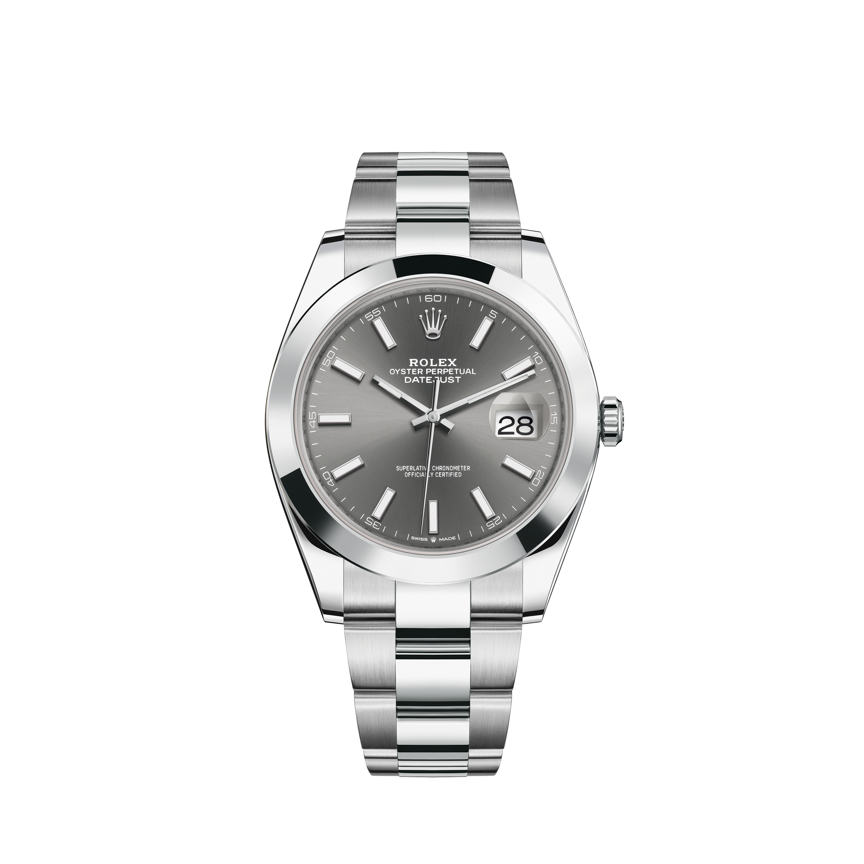 Rolex Mens Rolex Datejust Quickset Gray Roman Dial 18k White Gold & Steel Watch