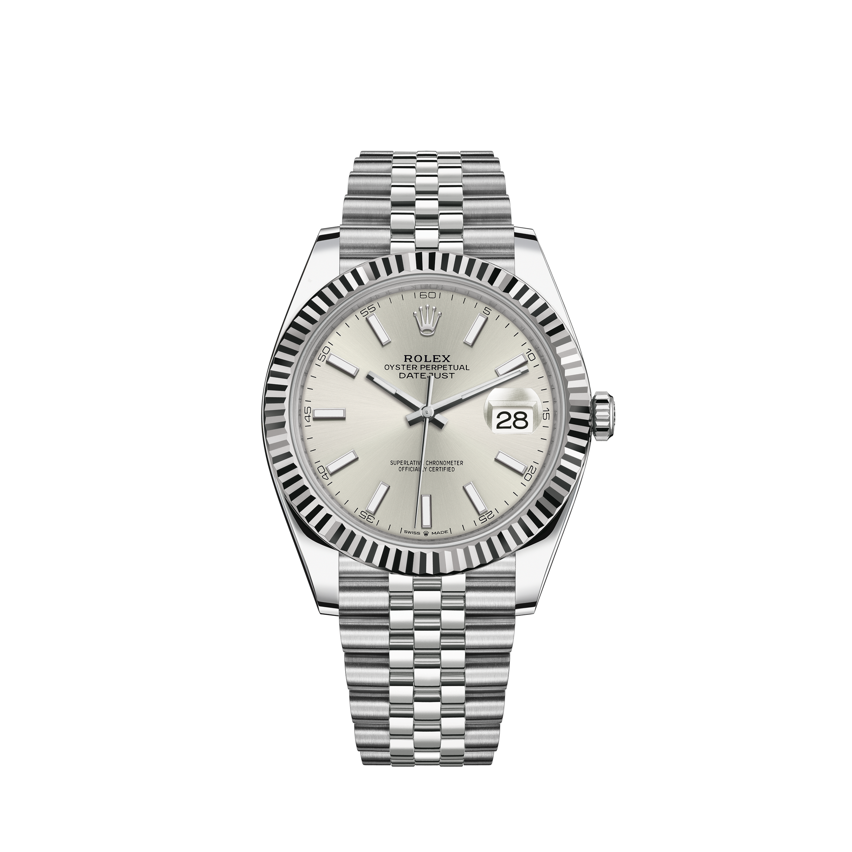 rolex oyster perpetual datejust silver face