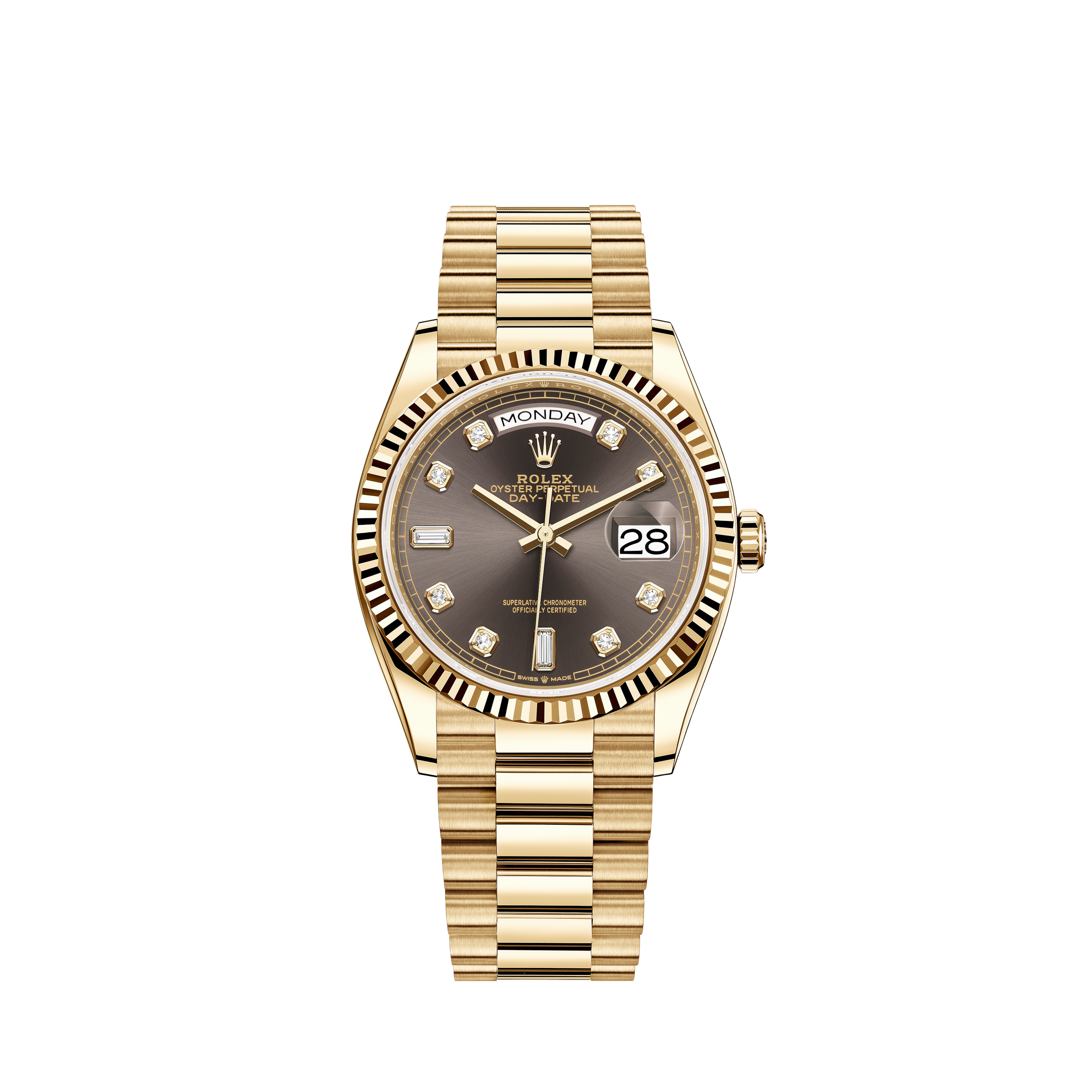 rolex day date silver and gold