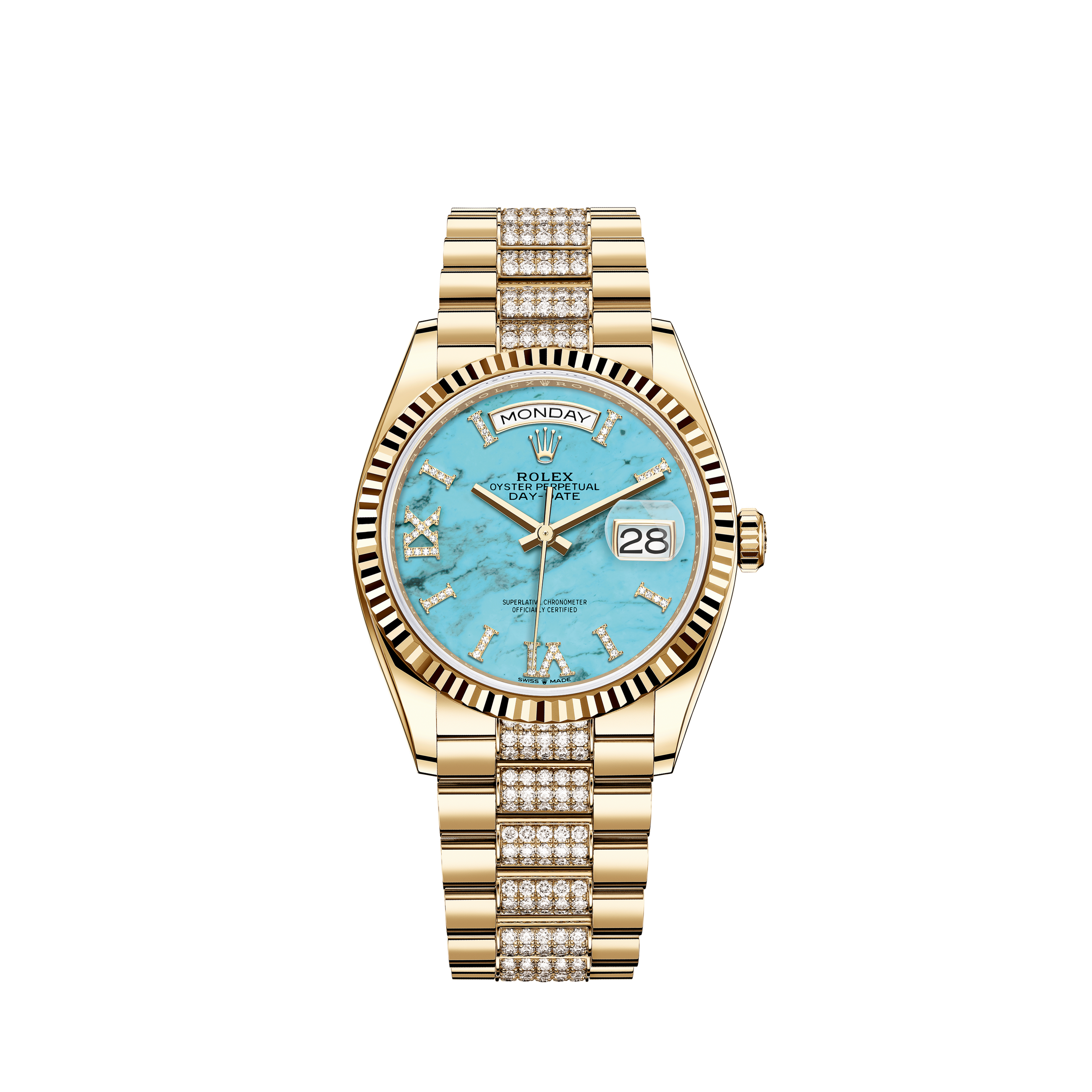 Rolex Oyster Perpetual 31mm - Turquoise Blue Dial (New Model) - Oystersteel  — Custom Diamond Set - cchenwatch