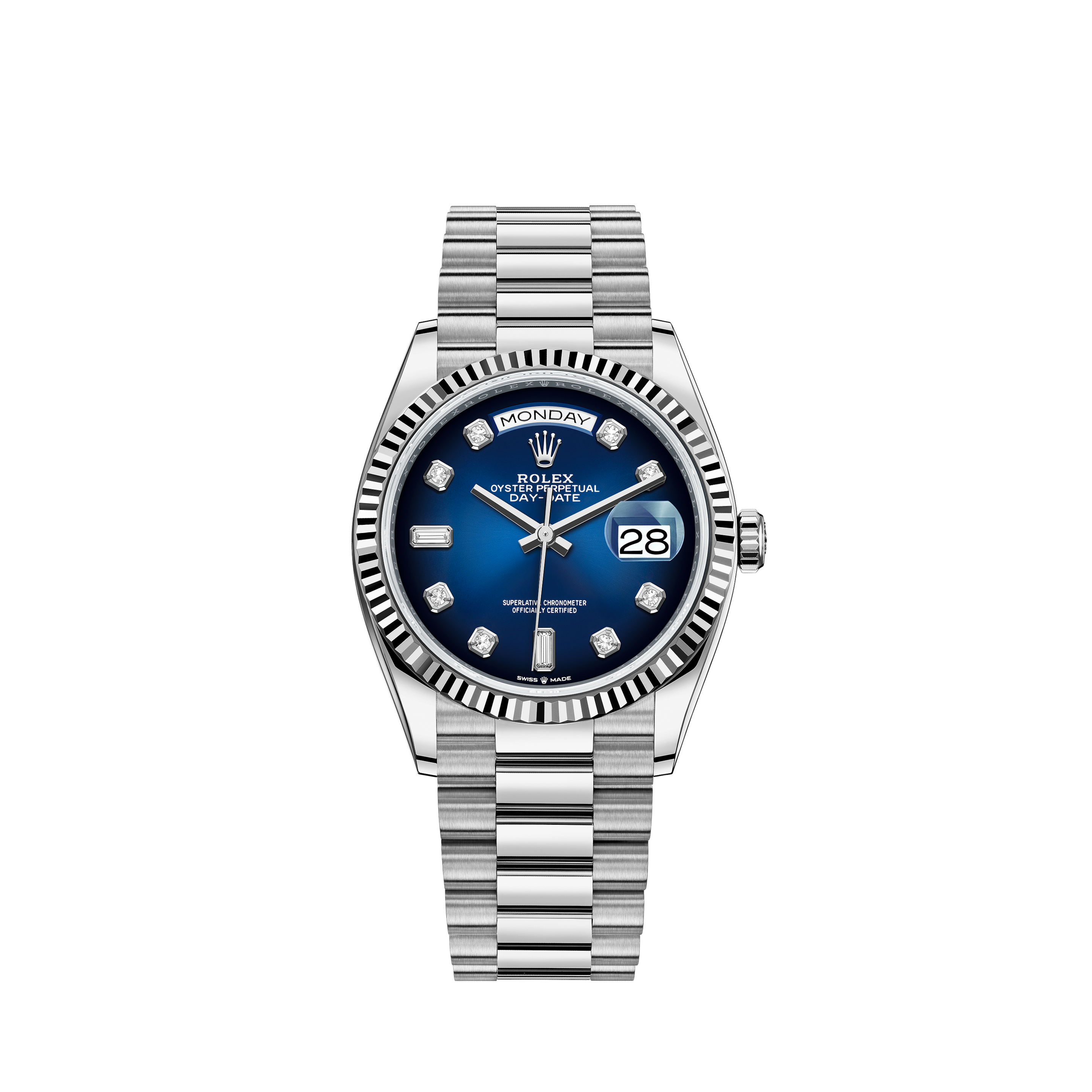 day date blue dial diamond