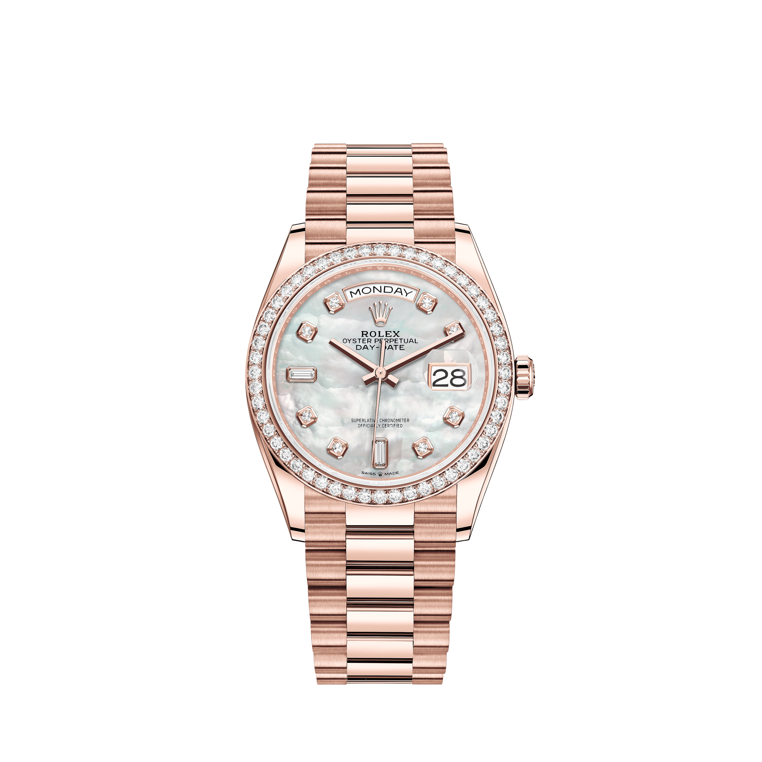 Rolex Pink 36mm Datejust SS Genuine Diamonds & Emerald Bezel