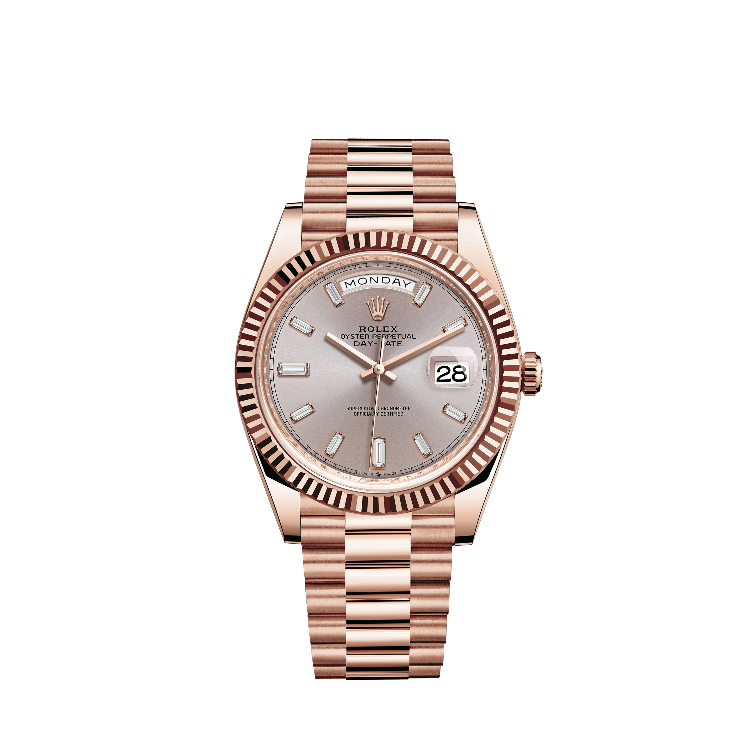 rolex day date rose diamond