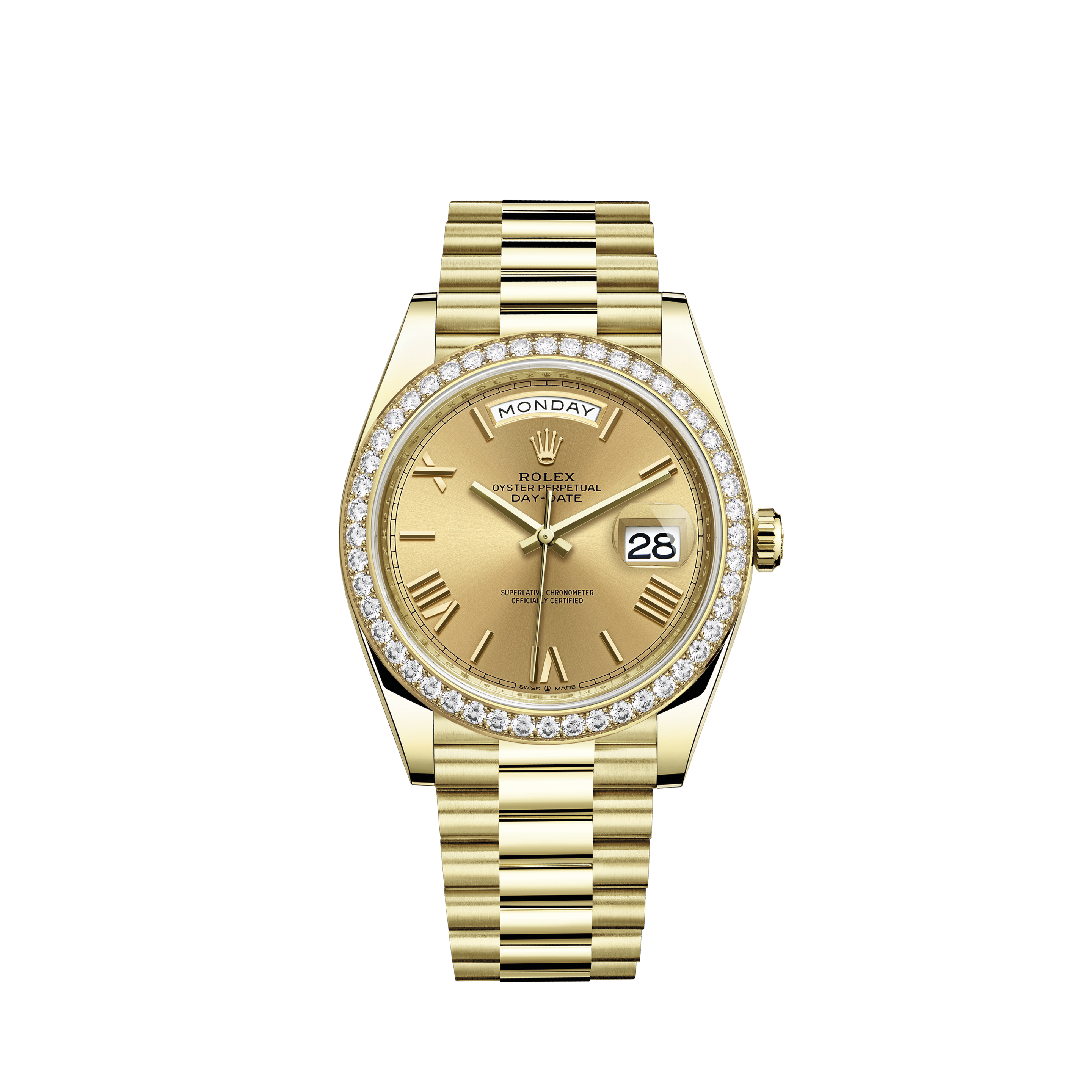 rolex yellow gold president day date 40 diamonds