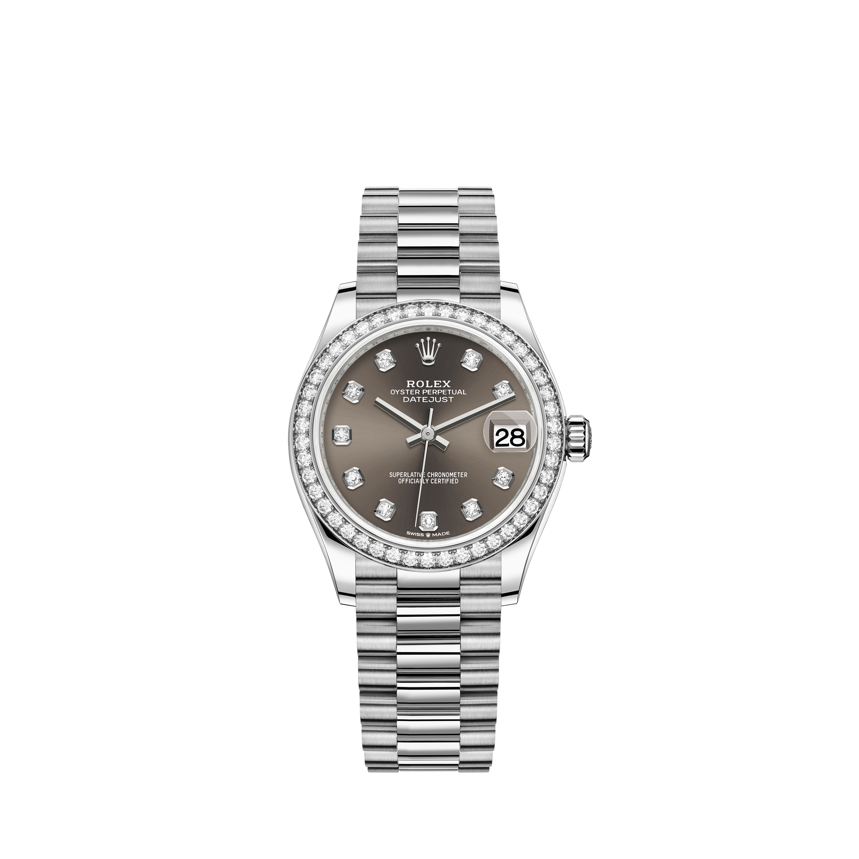 Rolex 26mm Datejust With custom Diamond bezel Black MOP Mother of Pearl String Dial Bezel and Lugs Deployment buckle