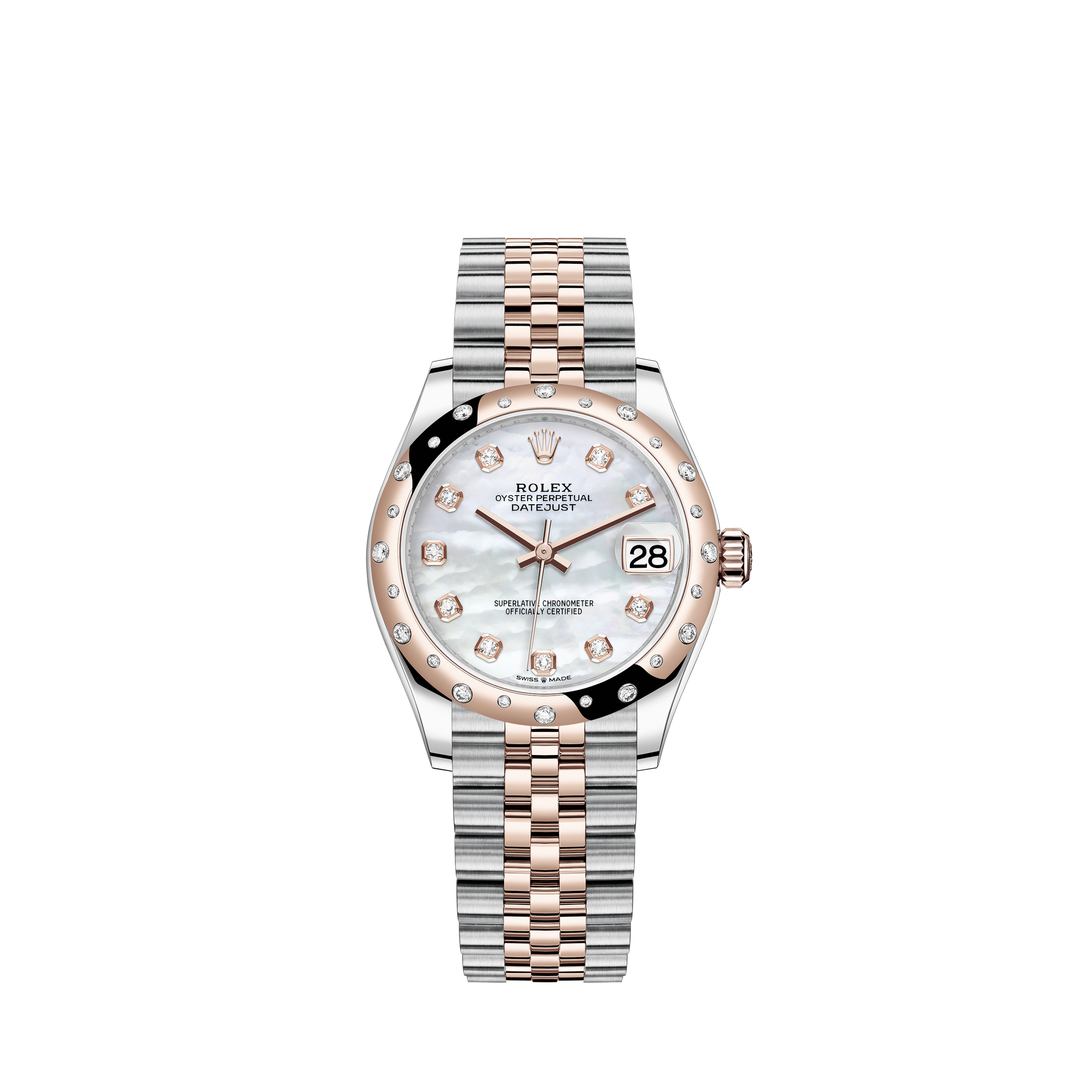 Rolex Women's Rolex 31mm Datejust Two Tone Vintage Fluted Bezel With Lugs Pink Flower MOP Dial with