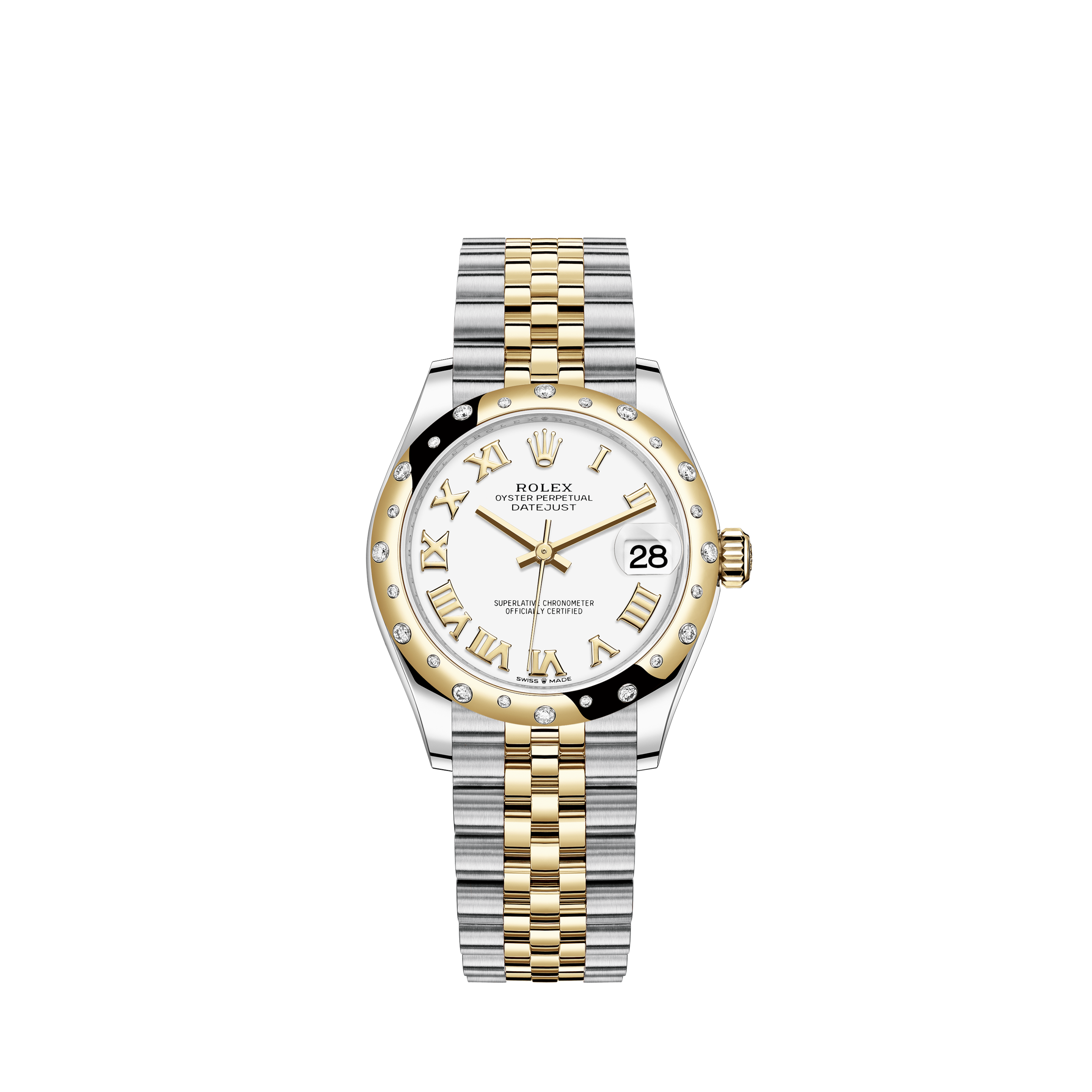 Rolex Ladies Datejust 69173 Two Tone Watch + 1.13 Ct Brilliant Diamond BezelRolex Ladies Datejust 69173 White Dial Diamond Bezel 18k Yellow Gold Stainless