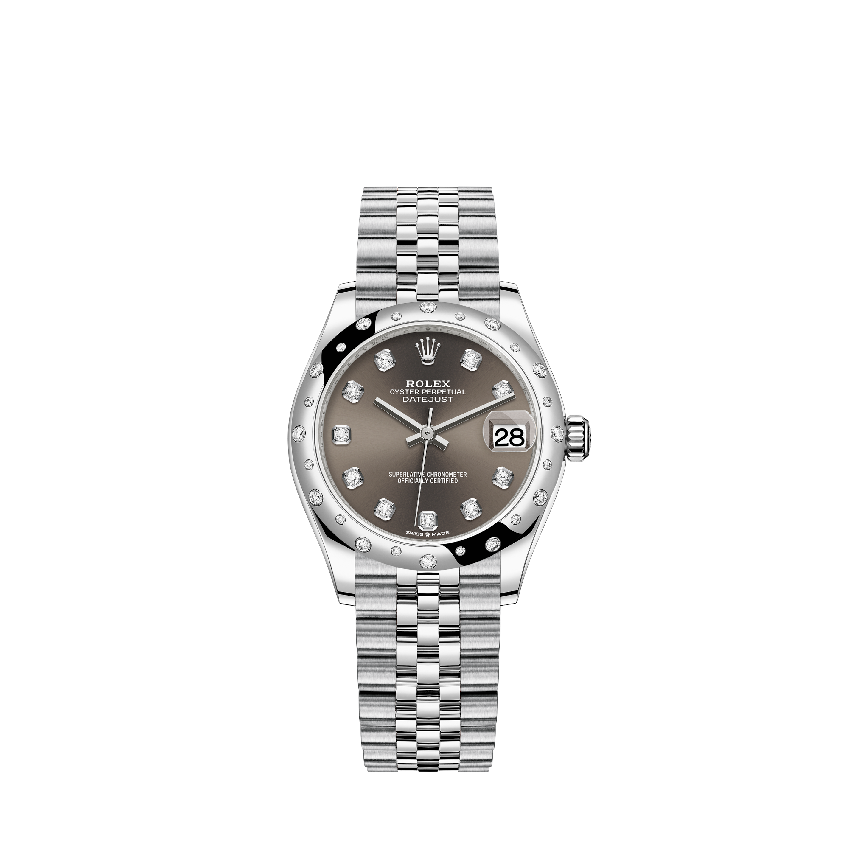 Rolex 126234 Stainless Steel Datejust 36 Fluted Bezel Black Diamond Dial Jubilee Bracelet