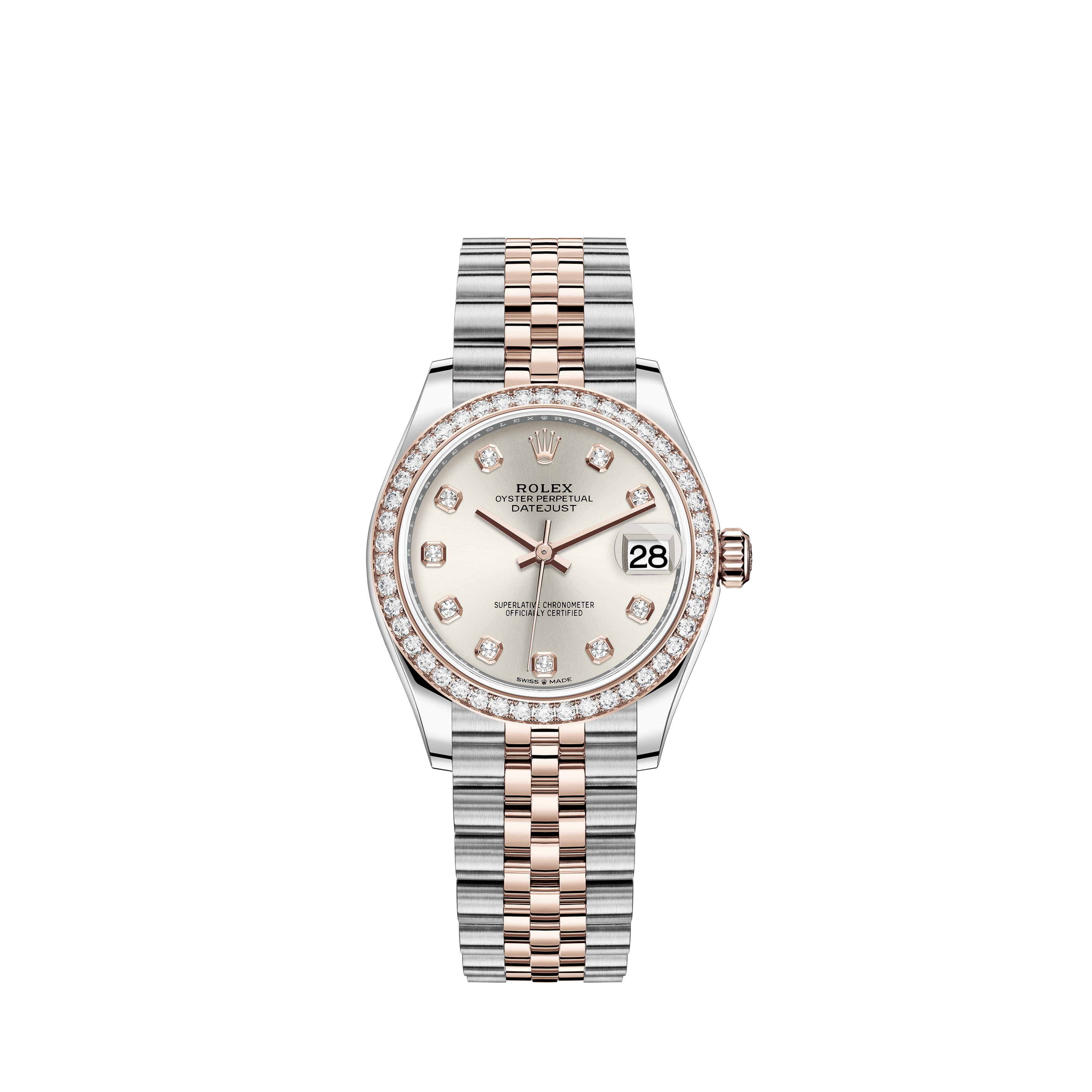 Rolex DateJust 116201 Stainless Steel & 18k Rose Gold White Roman Dial