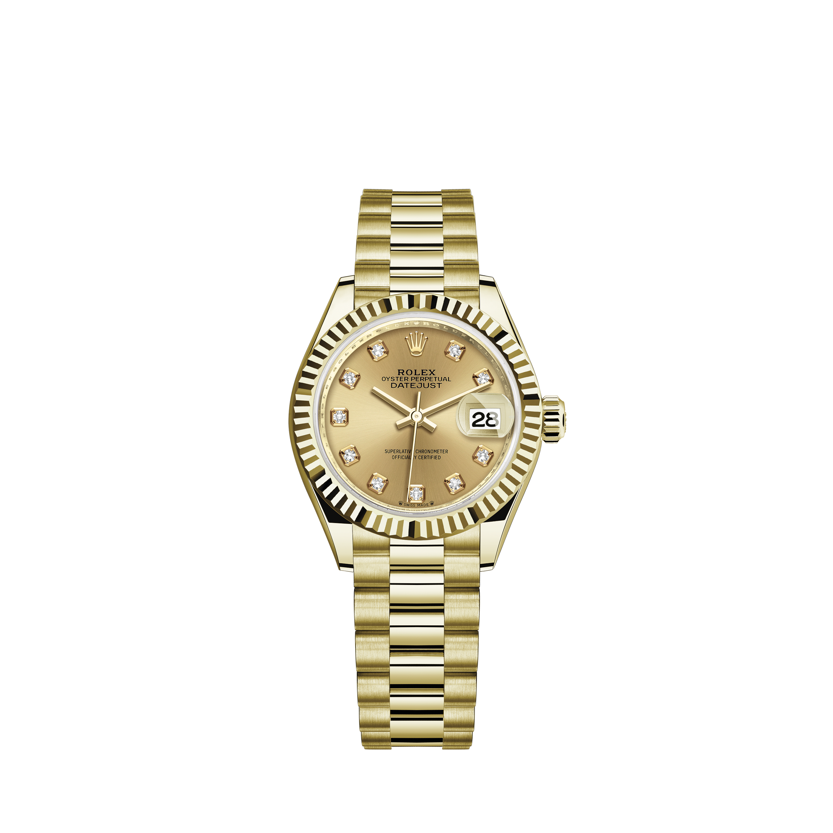 rolex lady datejust 28 gold