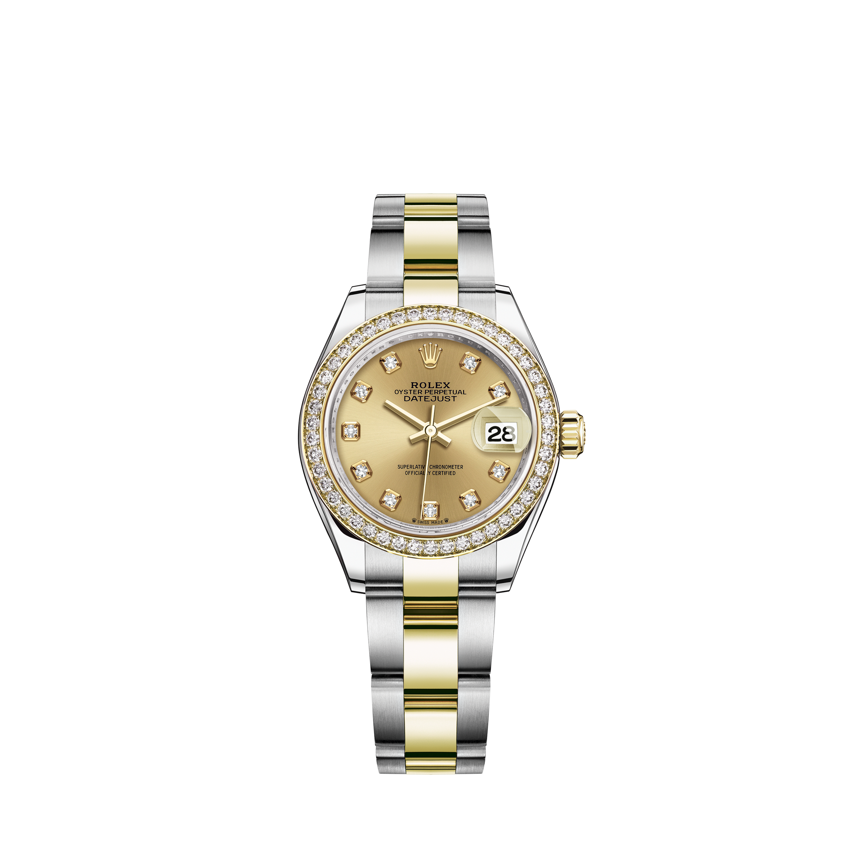 ladies rolex oyster perpetual datejust gold diamonds