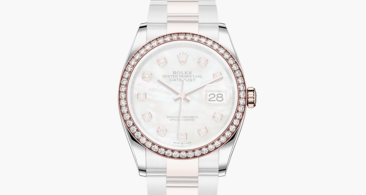 Oyster, 36 mm, acero Oystersteel, oro Everose y diamantes