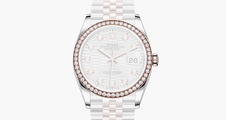Oyster, 36 mm, acciaio Oystersteel, oro Everose e diamanti