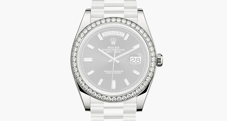 Oyster, 40 mm, or gris et diamants