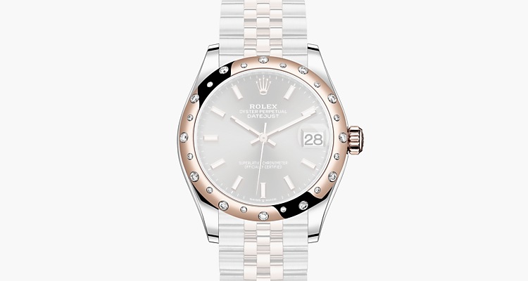 Oyster, 31 mm, acier Oystersteel, or Everose et diamants