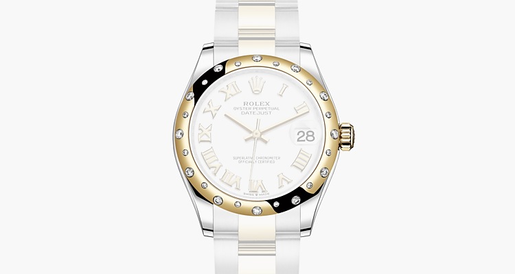 Oyster, 31 mm, acciaio Oystersteel, oro giallo e diamanti