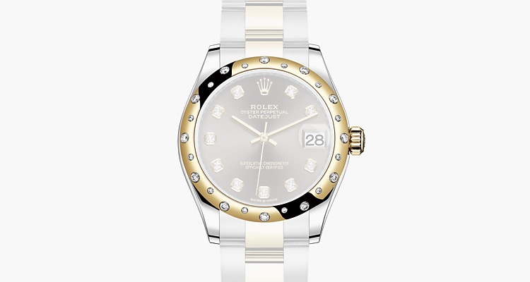 Oyster, 31 mm, acier Oystersteel, or jaune et diamants