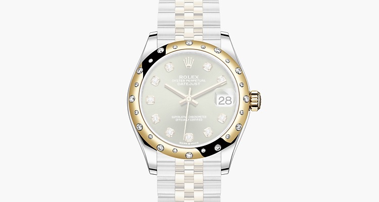 Oyster, 31 mm, acero Oystersteel, oro amarillo y diamantes