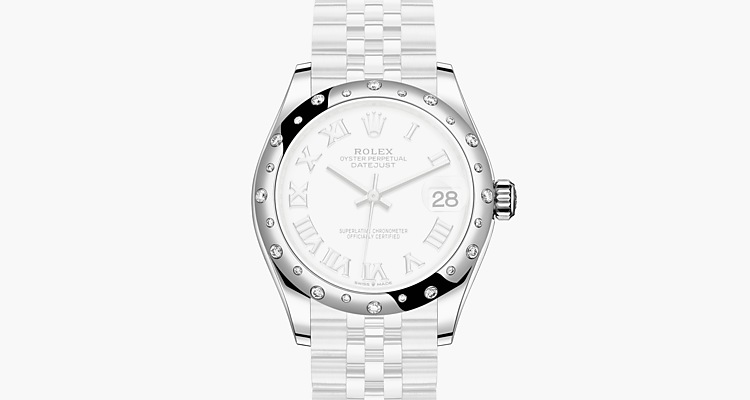 Oyster, 31 mm, acier Oystersteel, or gris et diamants